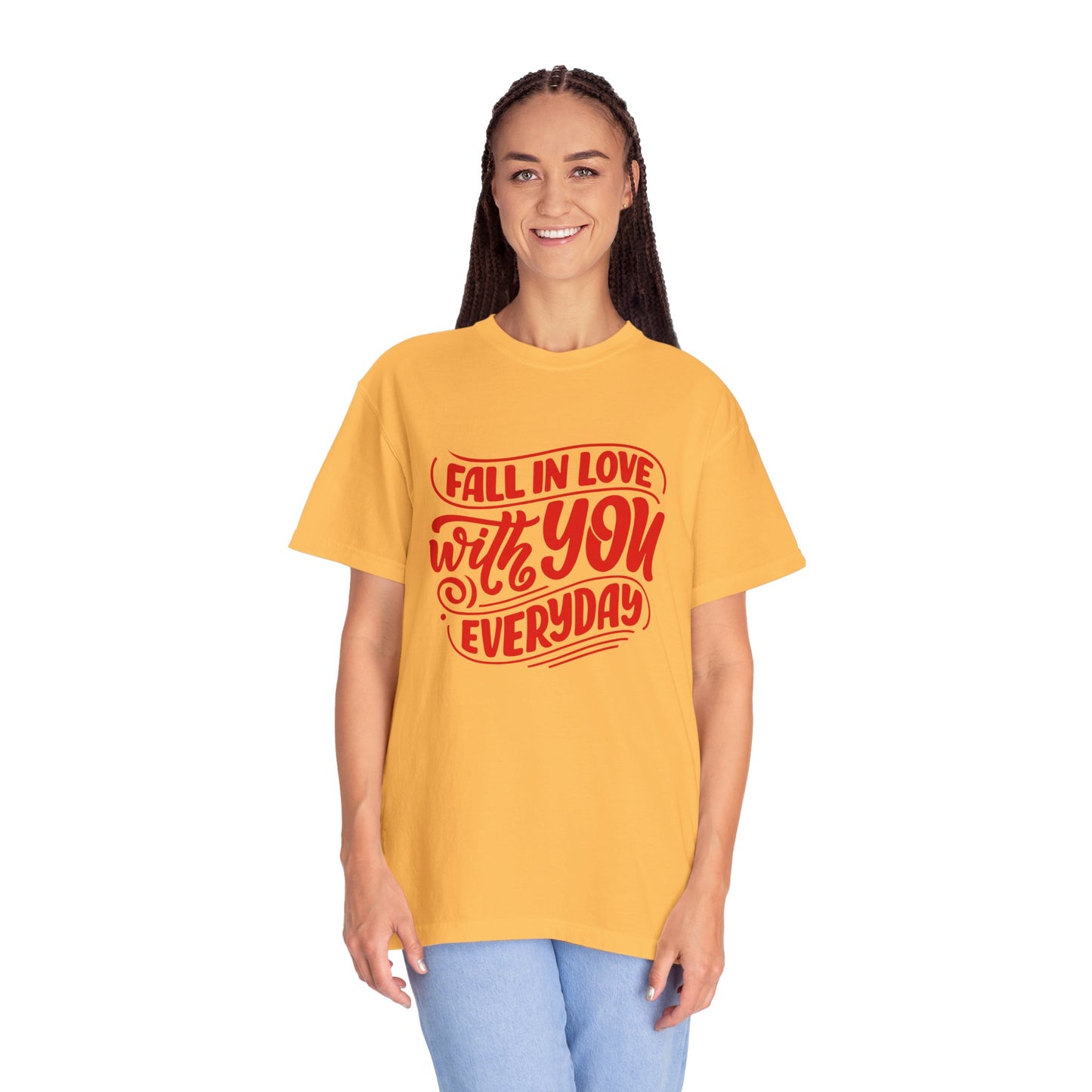 Fall in Love with YOU Quote T-shirt for Couples, Valentine's Day, Gifts for Him/Her, Casual Everyday Wear, Comfortable Unisex Tee