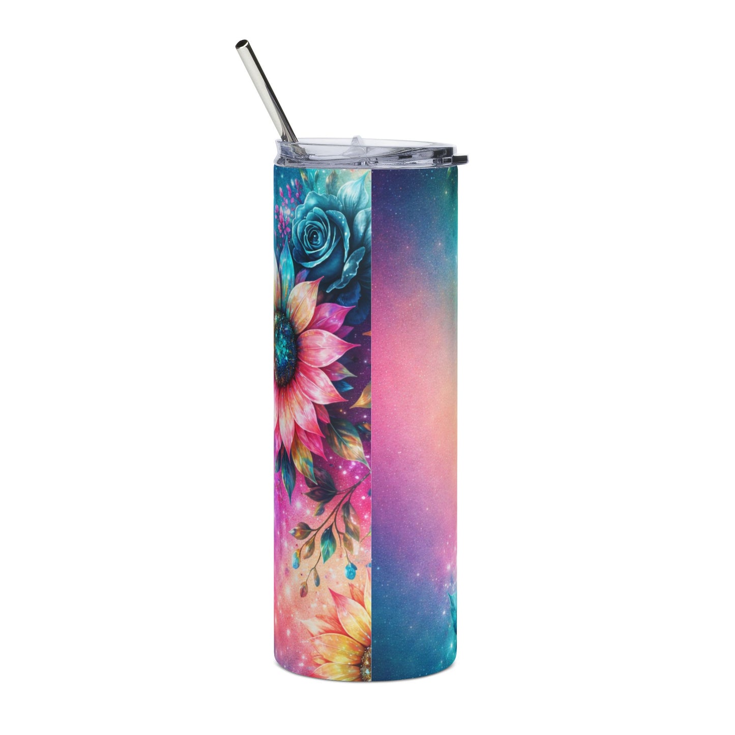 Custom Colorful Floral Galaxy Tumbler | 20oz Stainless Steel Travel Tumbler
