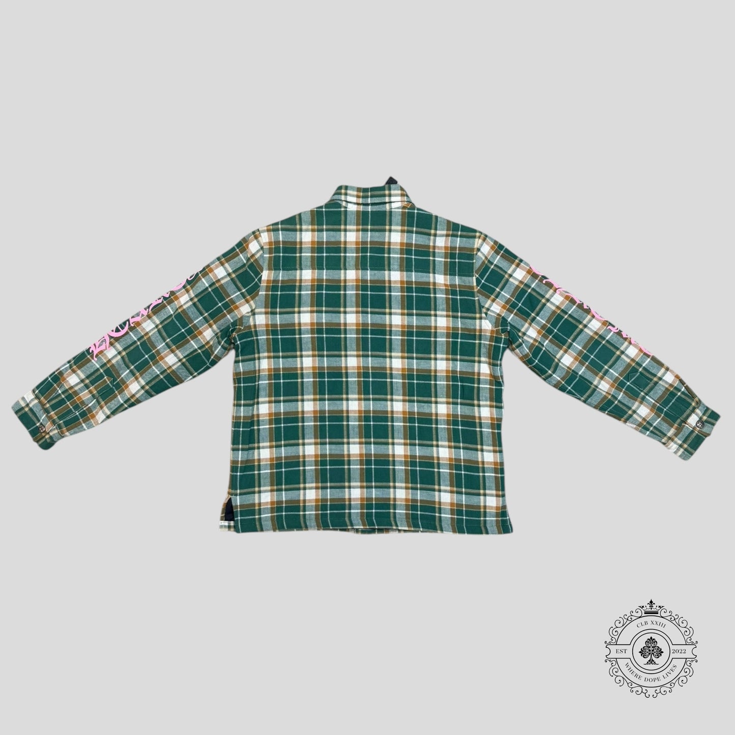 Chrome Hearts Padded Flannel in Green/Pink