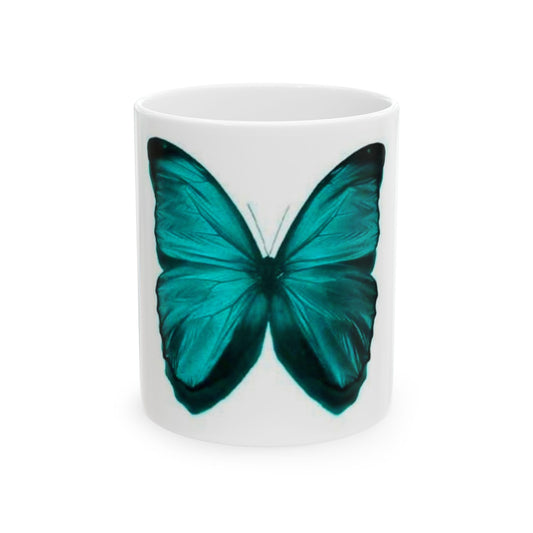Beautiful Turquoise Butterfly Ceramic Mug - 11oz & 15oz, Nature Lover Gift, Decorative Drinkware, Boho Kitchen Decor, Birthday Present