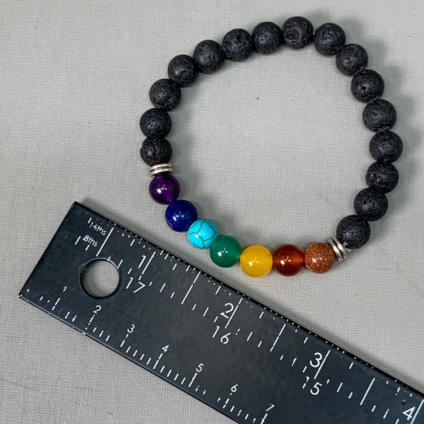 BEST WHOLESALE (12 PACK) Beaded Matte Black-Rainbow Crystal Bracelets 3" New