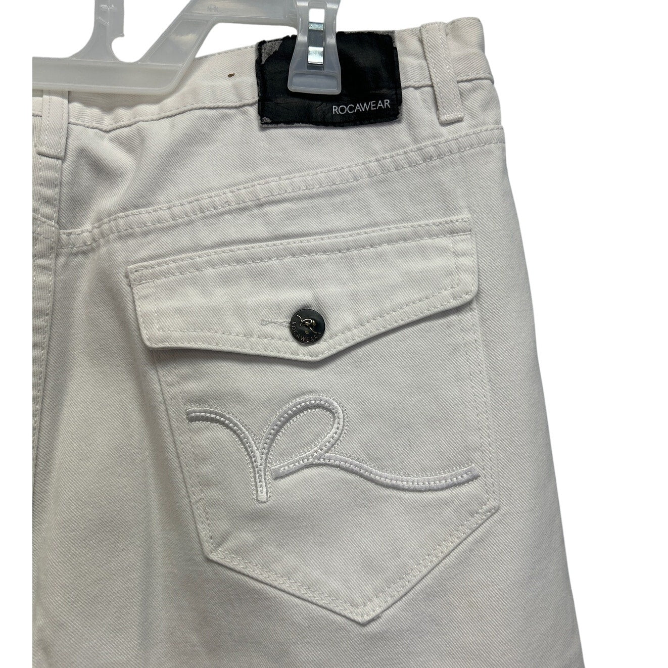 Rocawear Mens Size 40 100% Cotton Long White Denim Jean Shorts Jorts