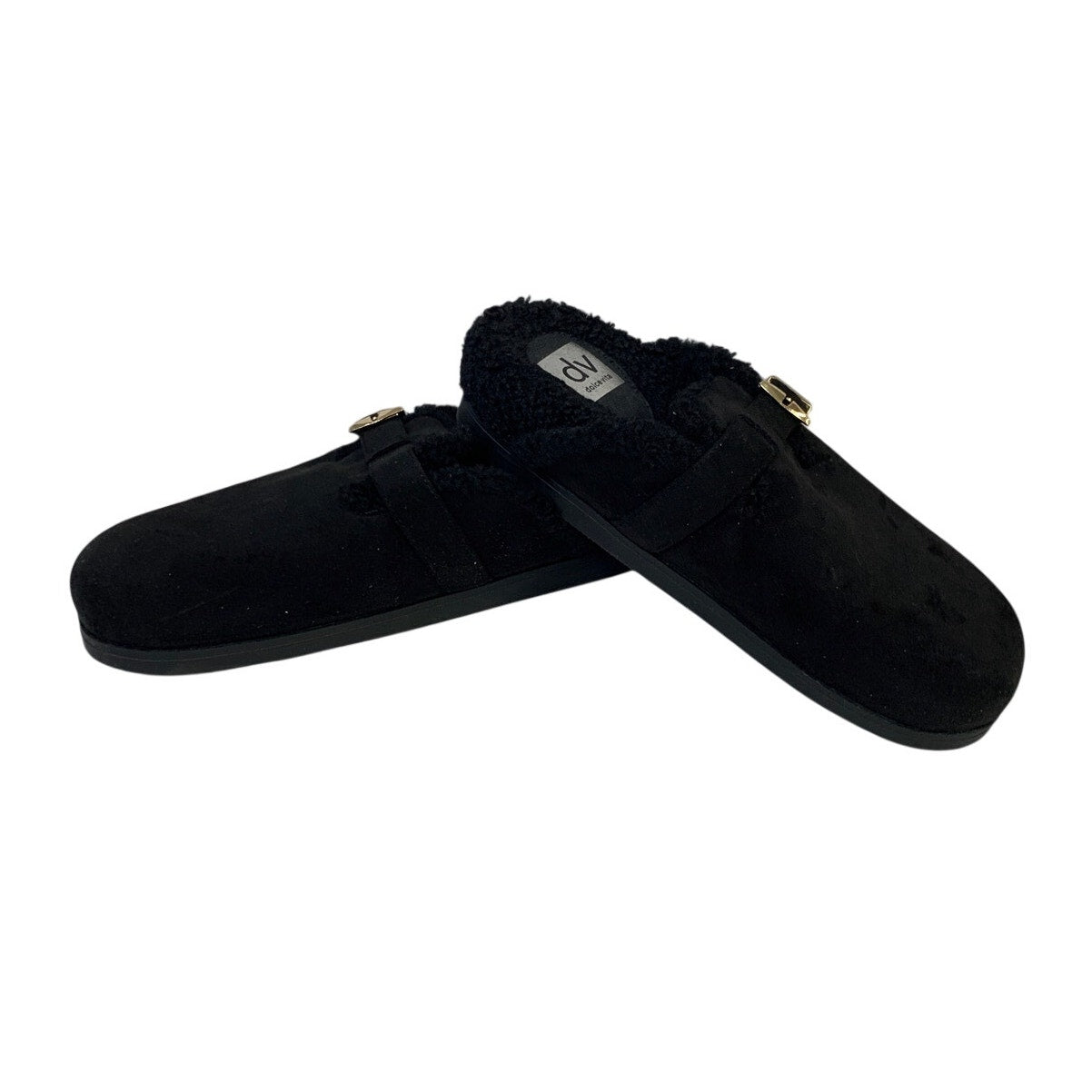 Dolce Vita Womens Size 9 Black Faux Suede Clog Fur Lined Round Toe Slip On Shoes