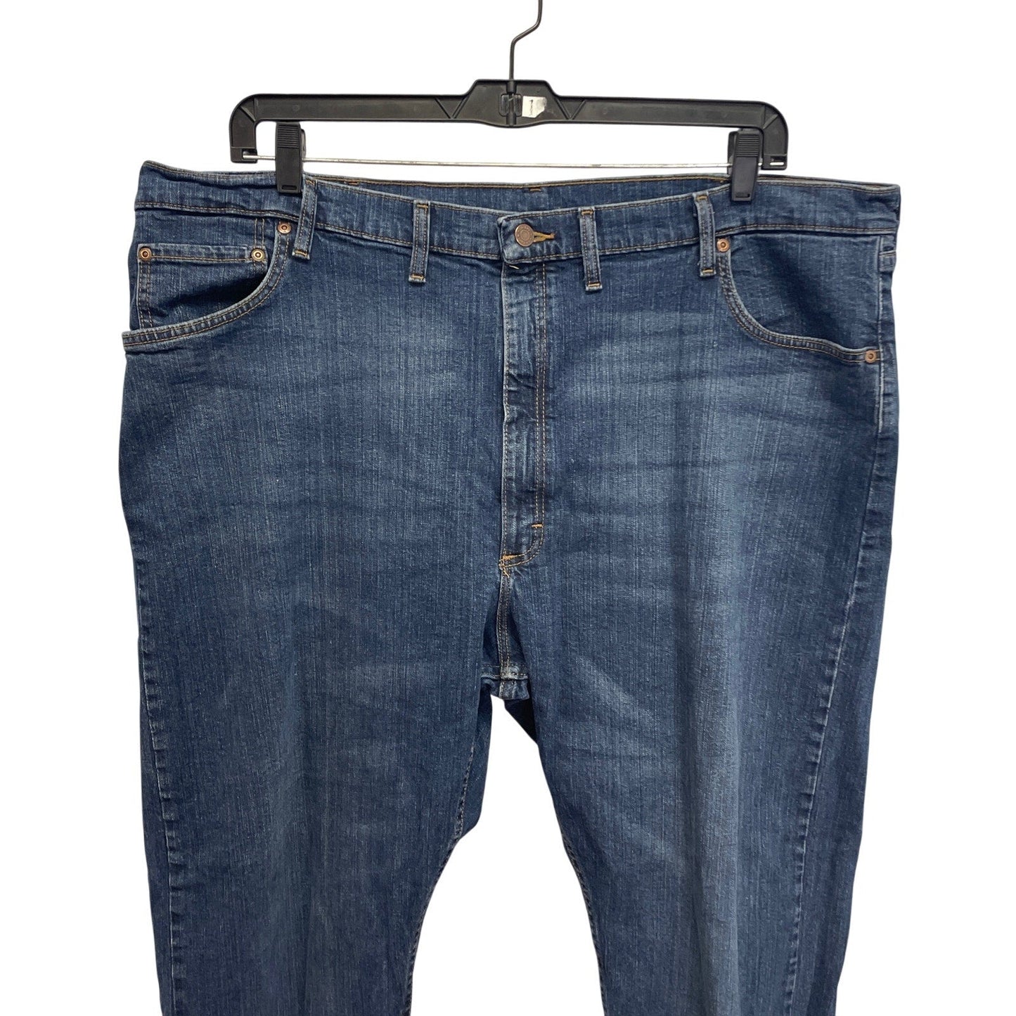 Wrangler Mens 46 X 30 Cotton Blend Relaxed Fit Med Wash Denim Blue Jeans