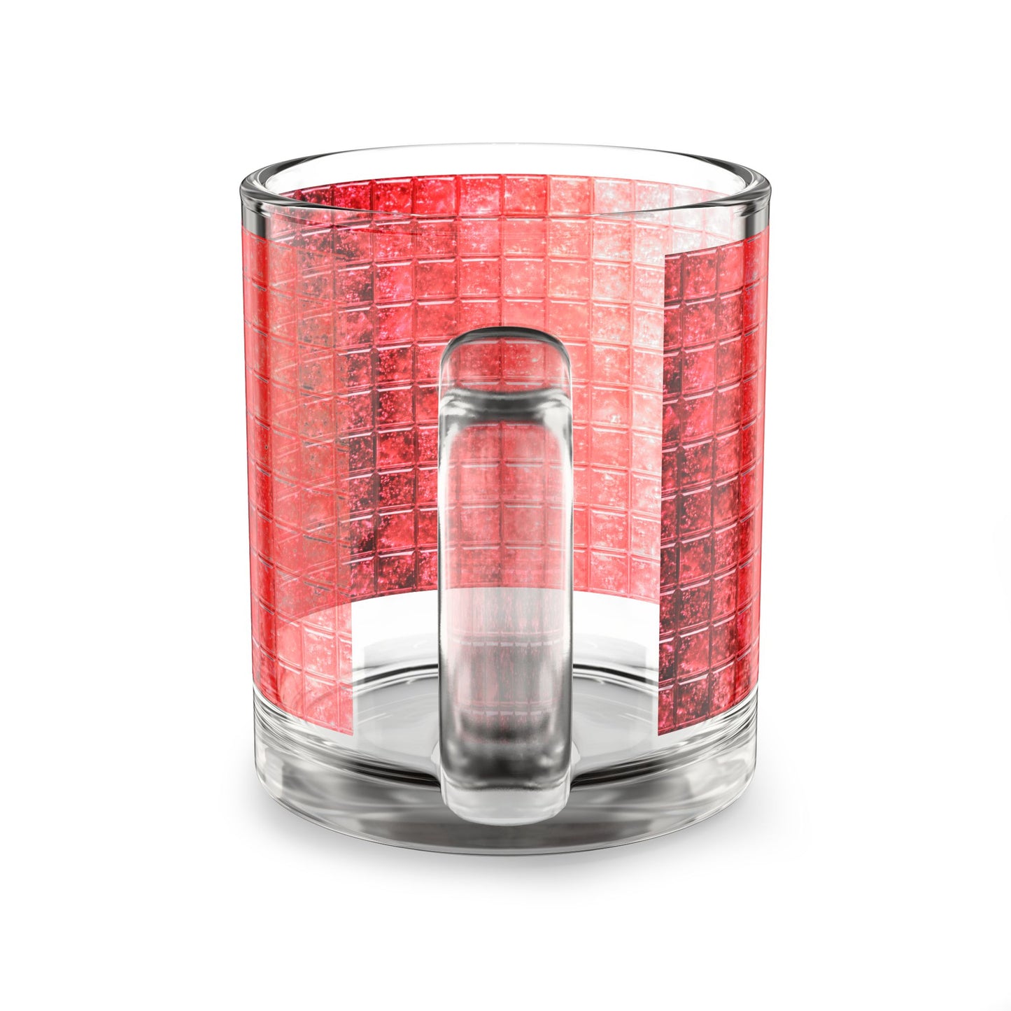 Red Watercolor Grid Glass Mug 10oz
