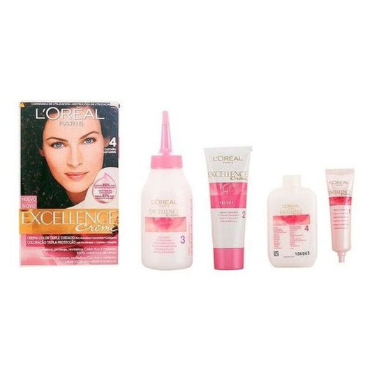 Permanent Dye L'Oreal Make Up Excellence Nº 4-Castano 192 ml-0