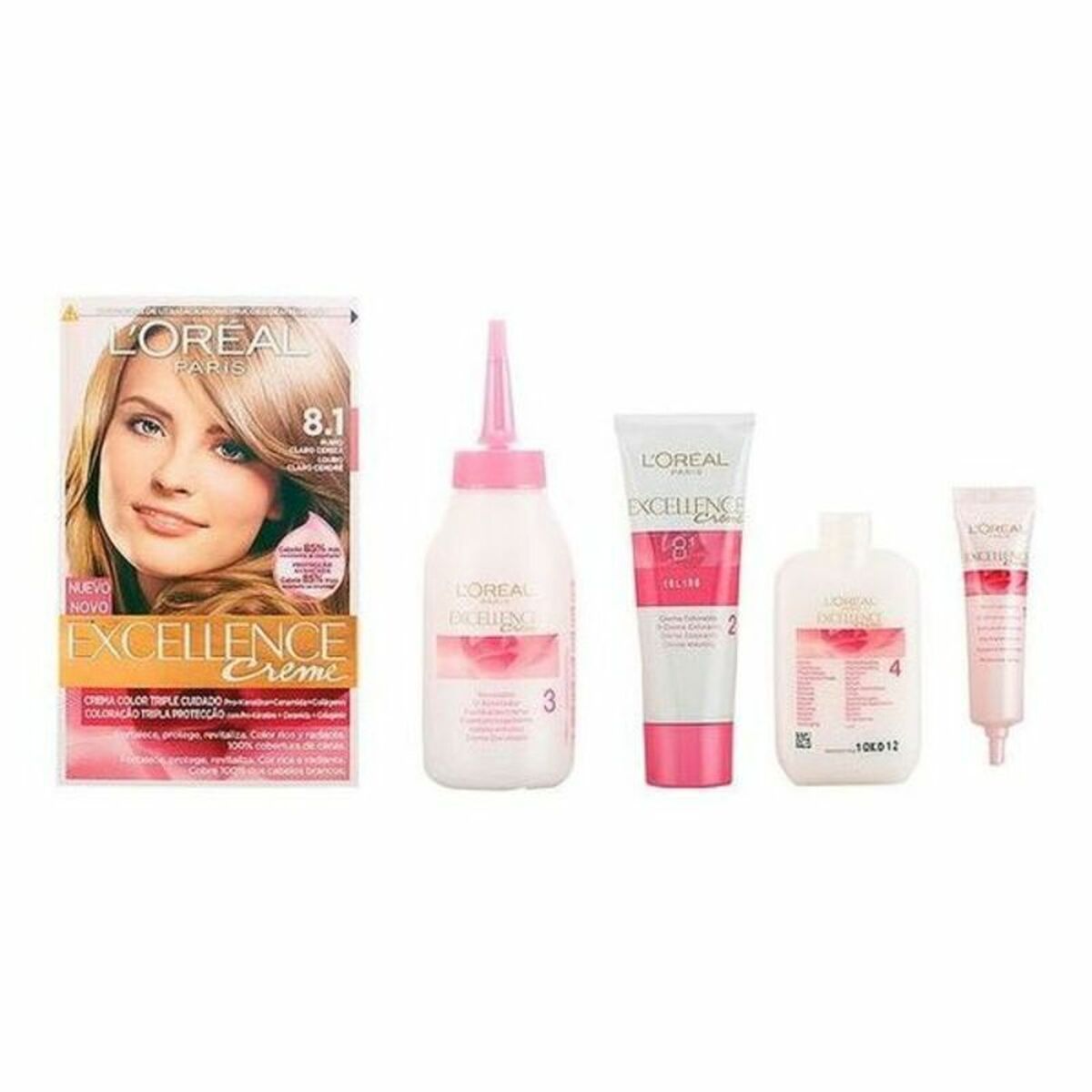 Permanent Dye L'Oreal Make Up Excellence Light Ash Blonde Nº 8,1 Rubio Claro Ceniza Nº 8,1-Rubio Claro Ceniza 192 ml-0