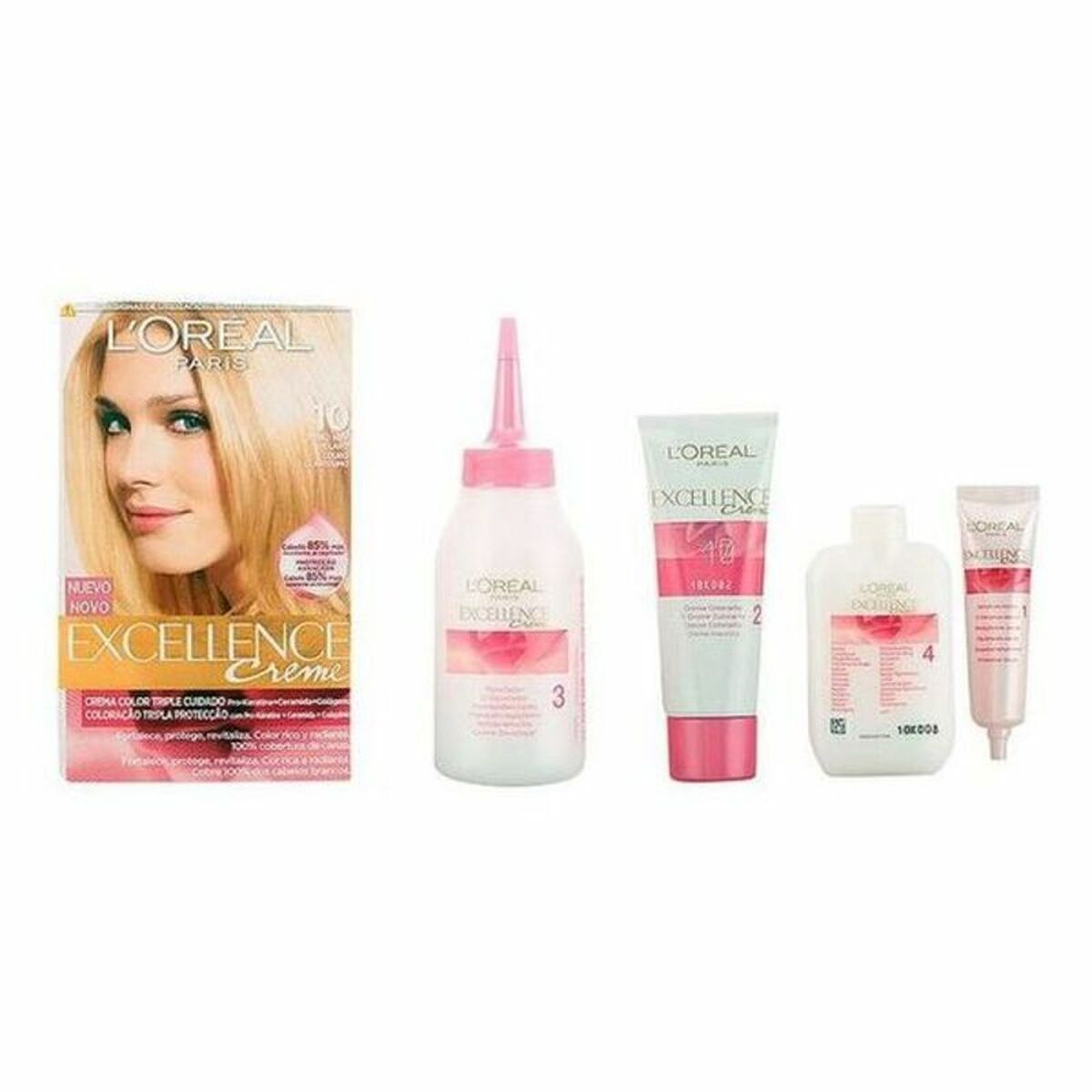 Permanent Dye L'Oreal Make Up Excellence Nº 10 Rubio Muy Claro 192 ml-0