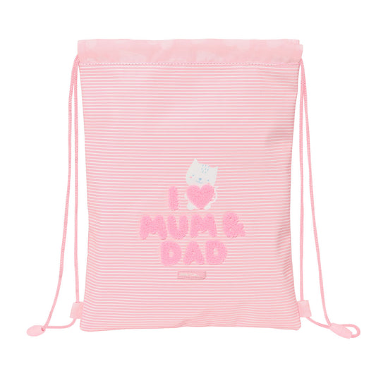Backpack with Strings Safta Love Pink (26 x 34 x 1 cm)-0