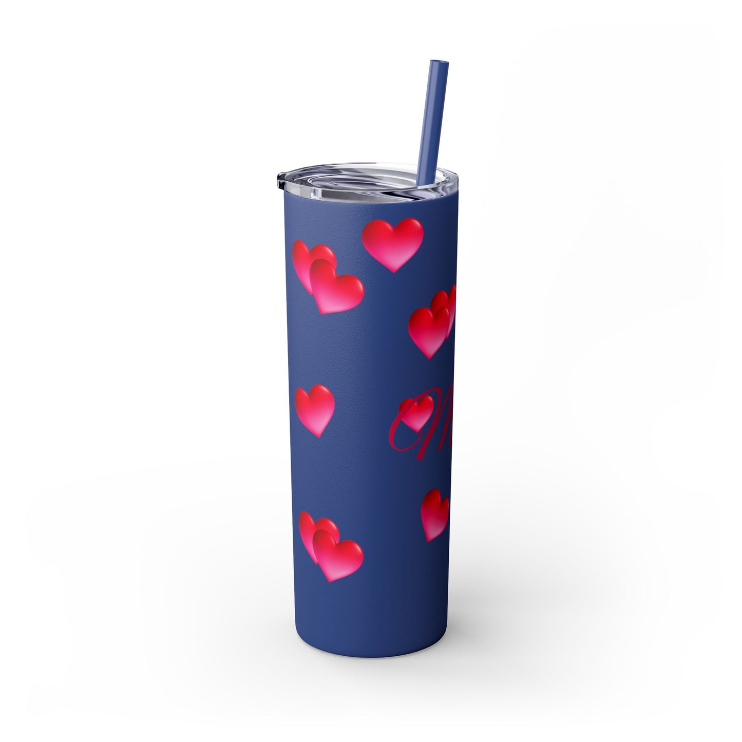 Gepasmaakte Glitter 20oz Dun Tumbler met Pienk Hartpatroon — [Jou Naam Hier]