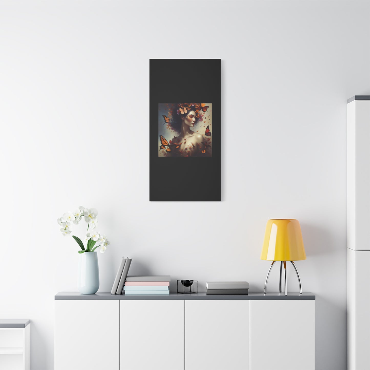 Canvas Wall Art - Butterfly Woman Print, Floral Home Decor, Unique Gift for Nature Lovers, Birthday Decoration, Whimsical Art