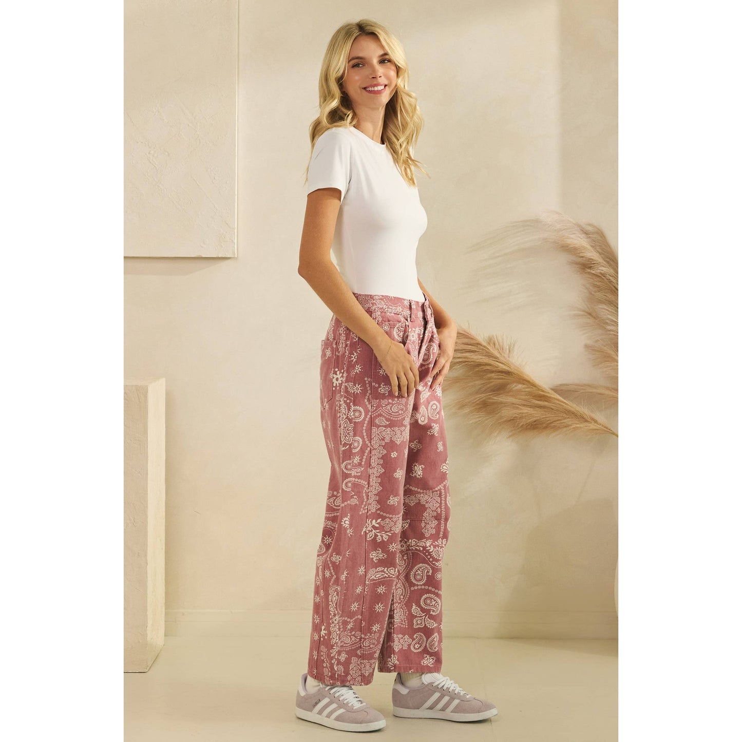 Vintage Pink Paisley Denim