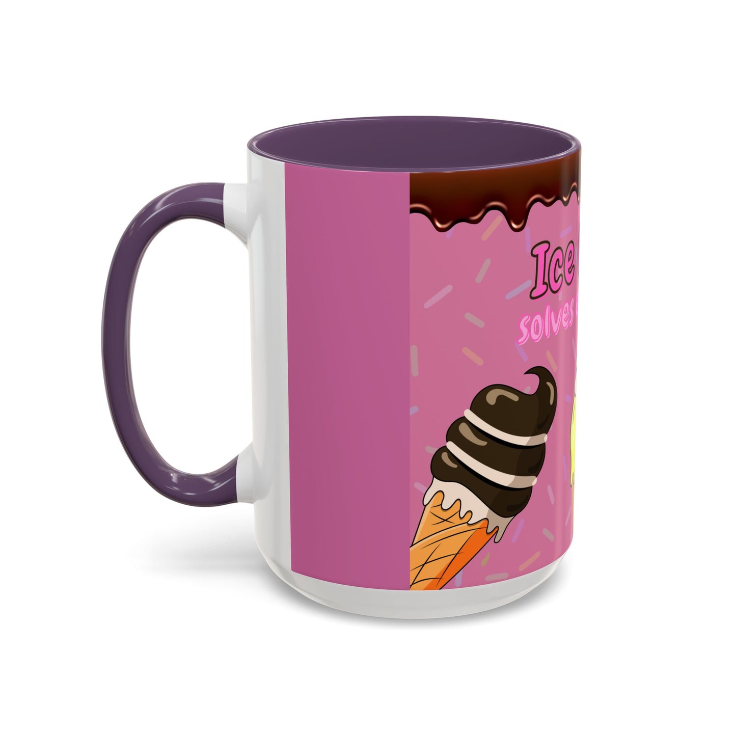 Ice Cream Solves Everything Coffee Mug - Fun Beverage Cup for Ice Cream Lovers, Gift for Holidays, Birthday, Summer