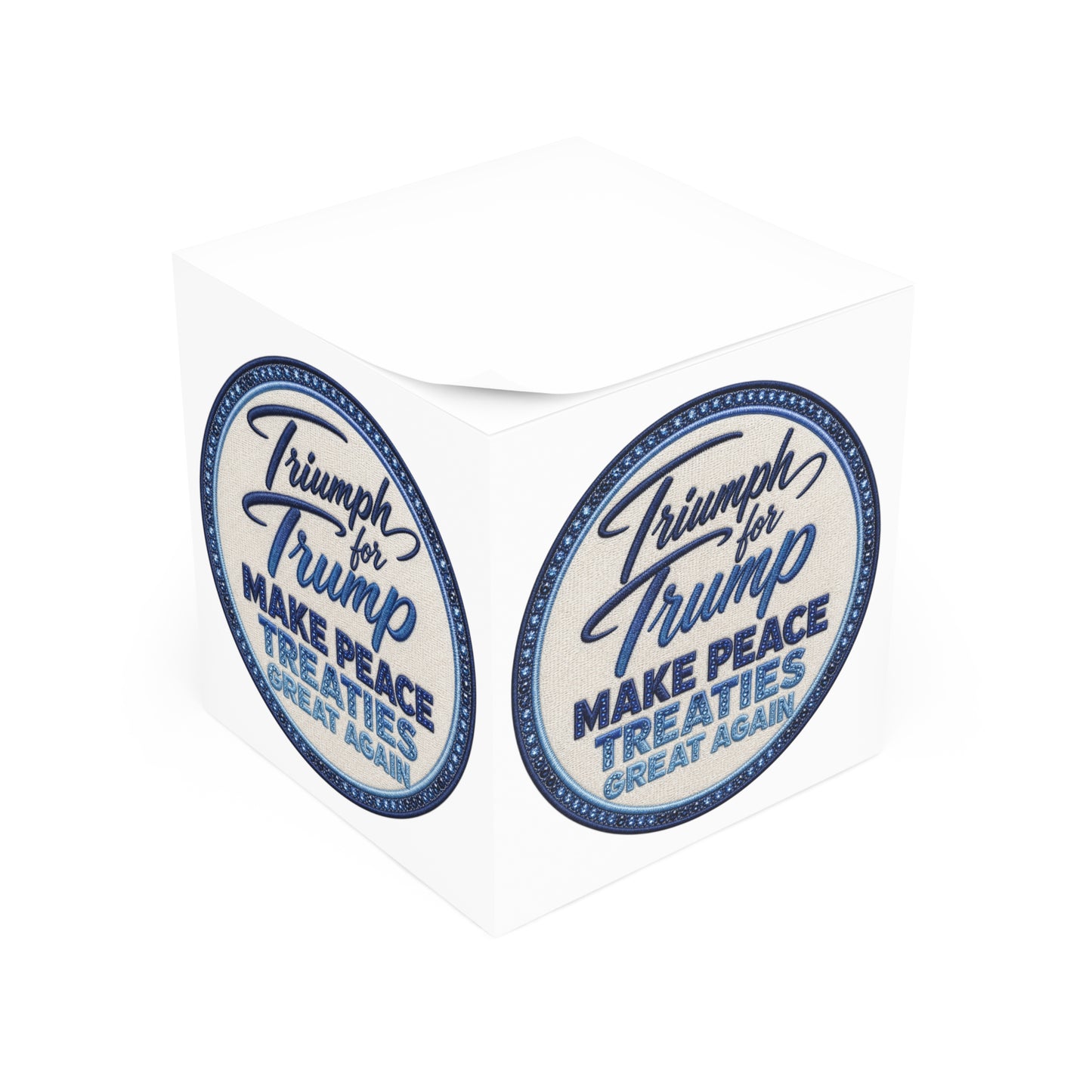 Note Cube — "Triumph for Trump: Make Peace Treaties Great Again" Collectible Sticky Notes, A One of a Kind Design ✨Only @ LuxeByMimi