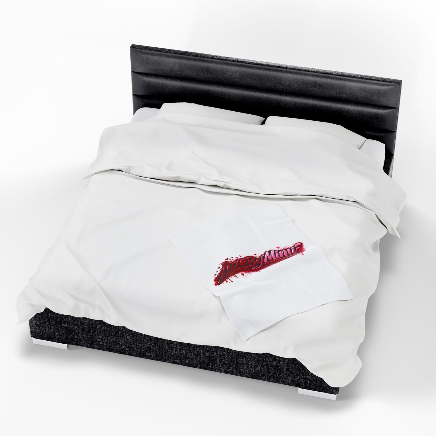 Luxe By Mimi Velvet Plush Blanket — Heart Drip Graphic Cozy Throw