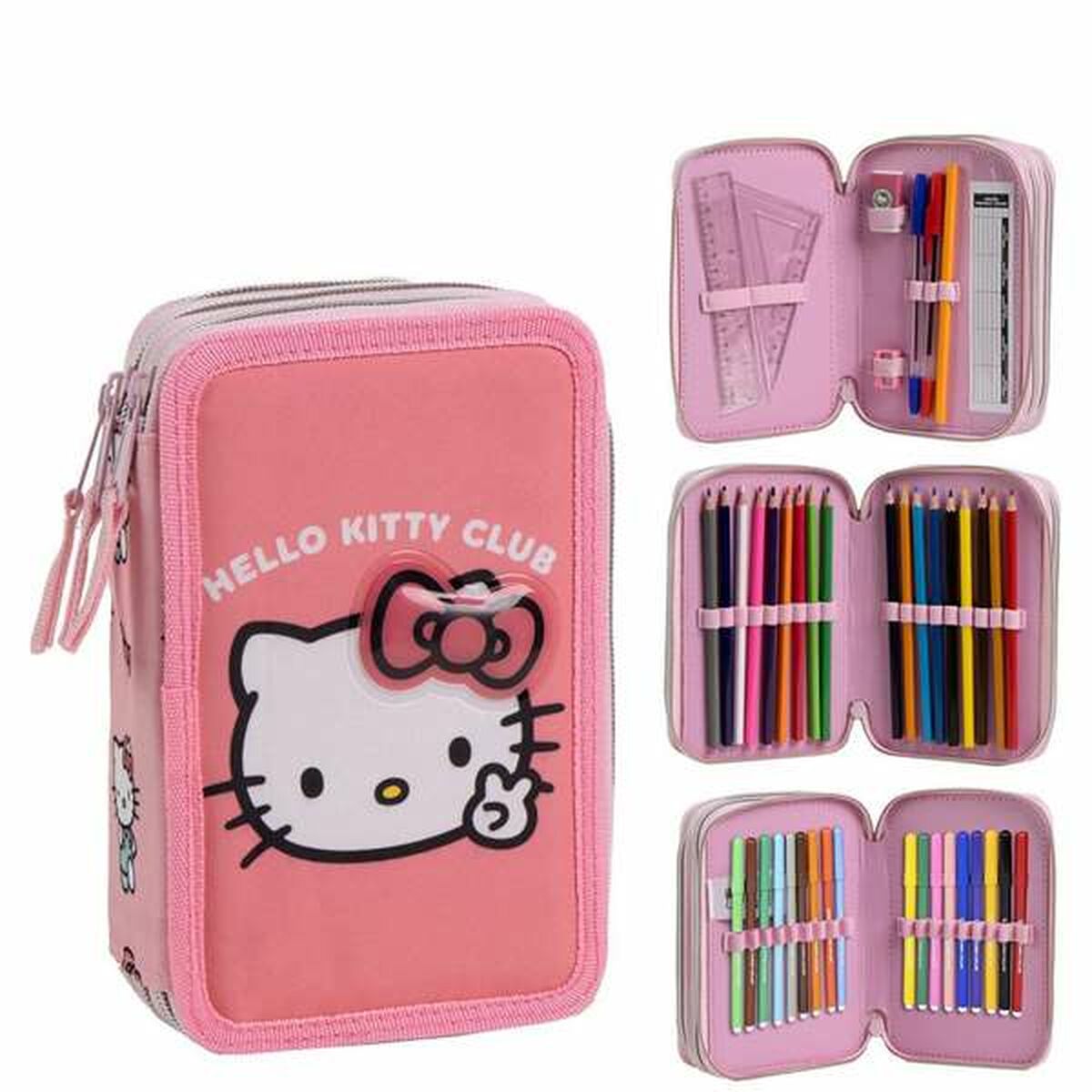 Pencil Case Hello Kitty Pink 12,5 x 6,5 x 19,5 cm-0
