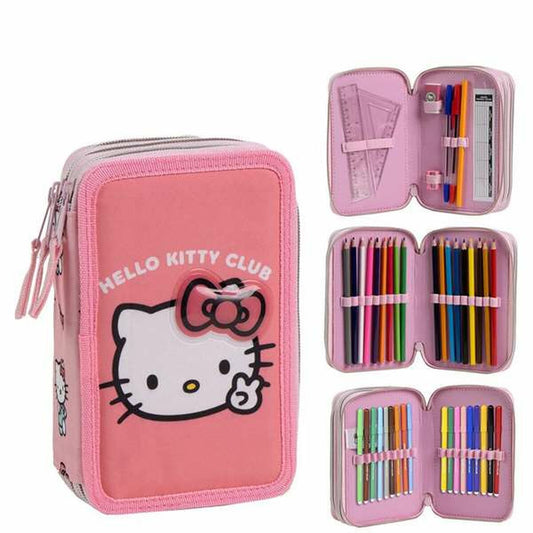 Pencil Case Hello Kitty Pink 12,5 x 6,5 x 19,5 cm-0