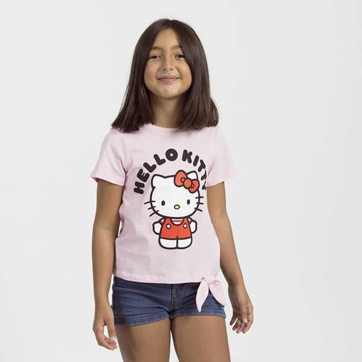 Child's Short Sleeve T-Shirt Hello Kitty Pink Light Pink-3