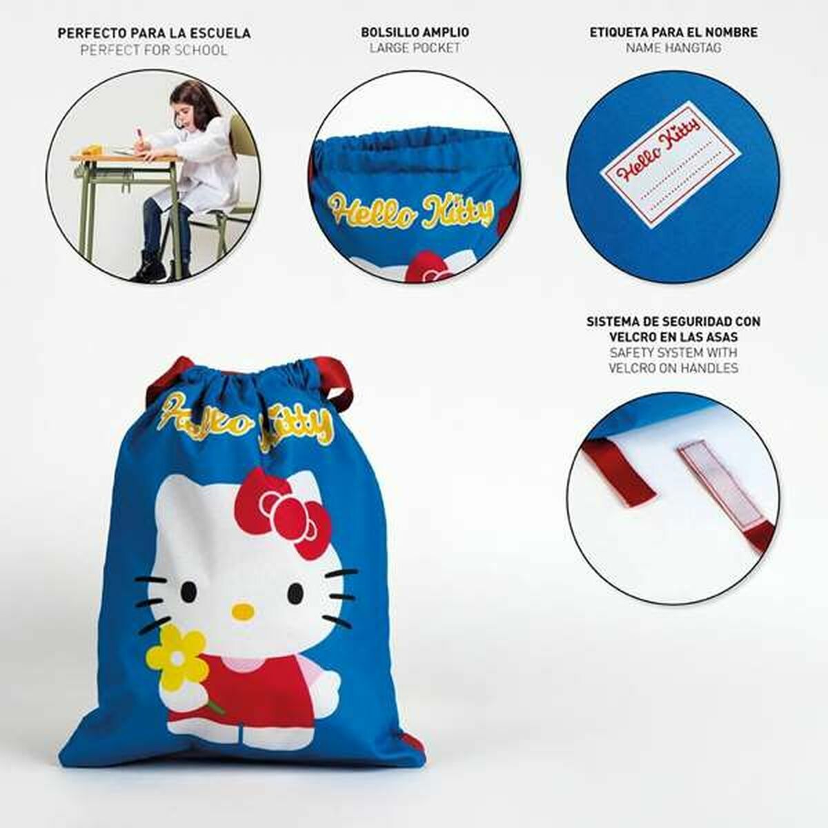 Backpack with Strings Hello Kitty Blue 27 x 33 cm-1