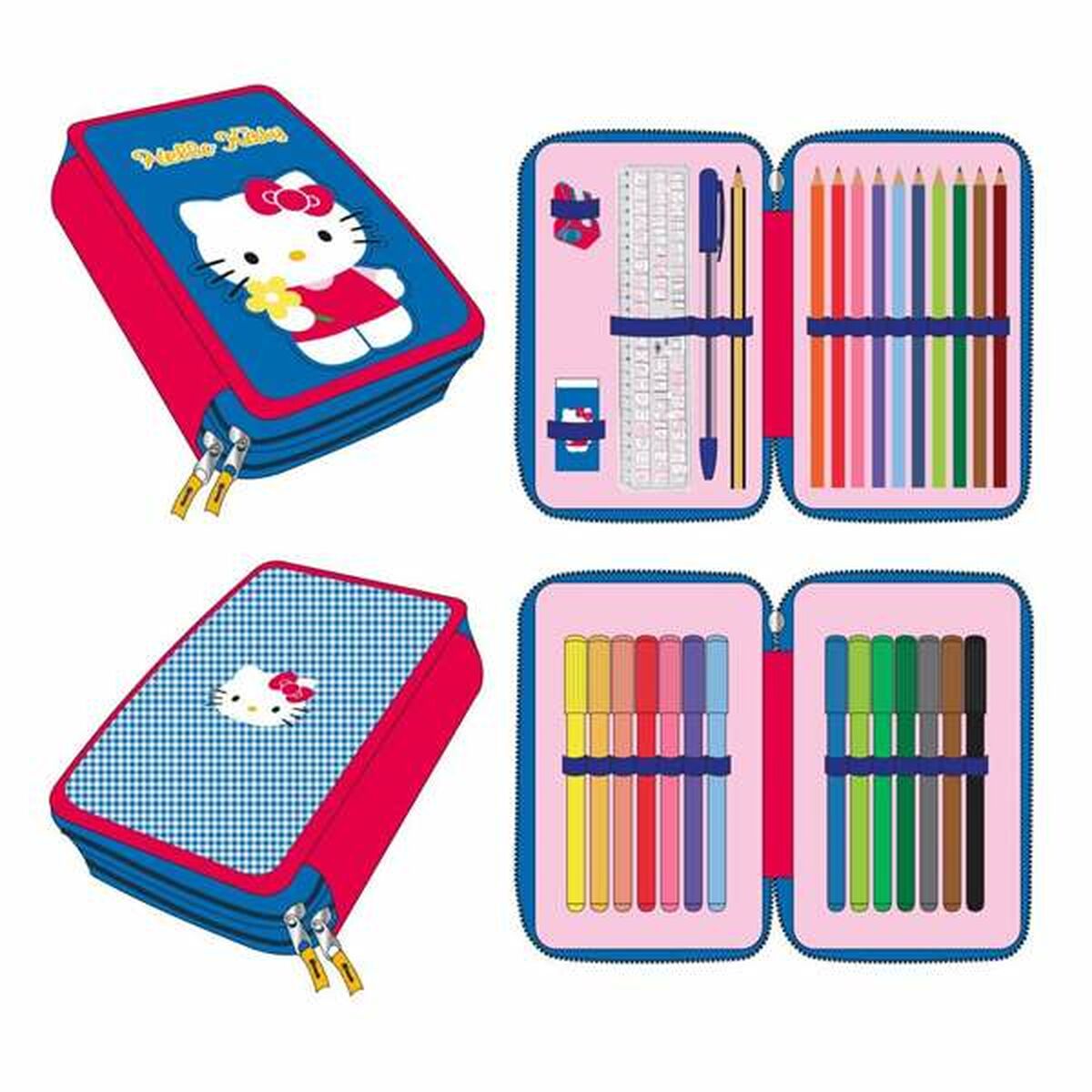 Pencil Case Hello Kitty Blue 12,5 x 19,5 x 4,5 cm-0