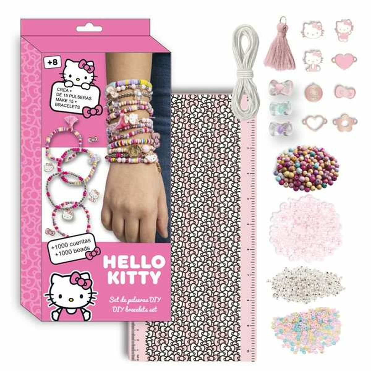 Bracelet and Necklace Making Kit Hello Kitty Pink-0