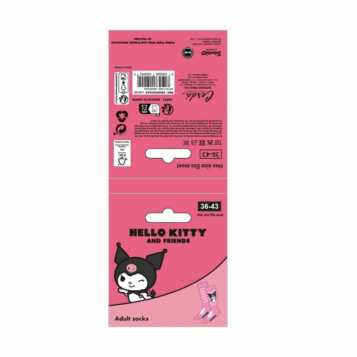 Socks Hello Kitty Pink 36-43-1