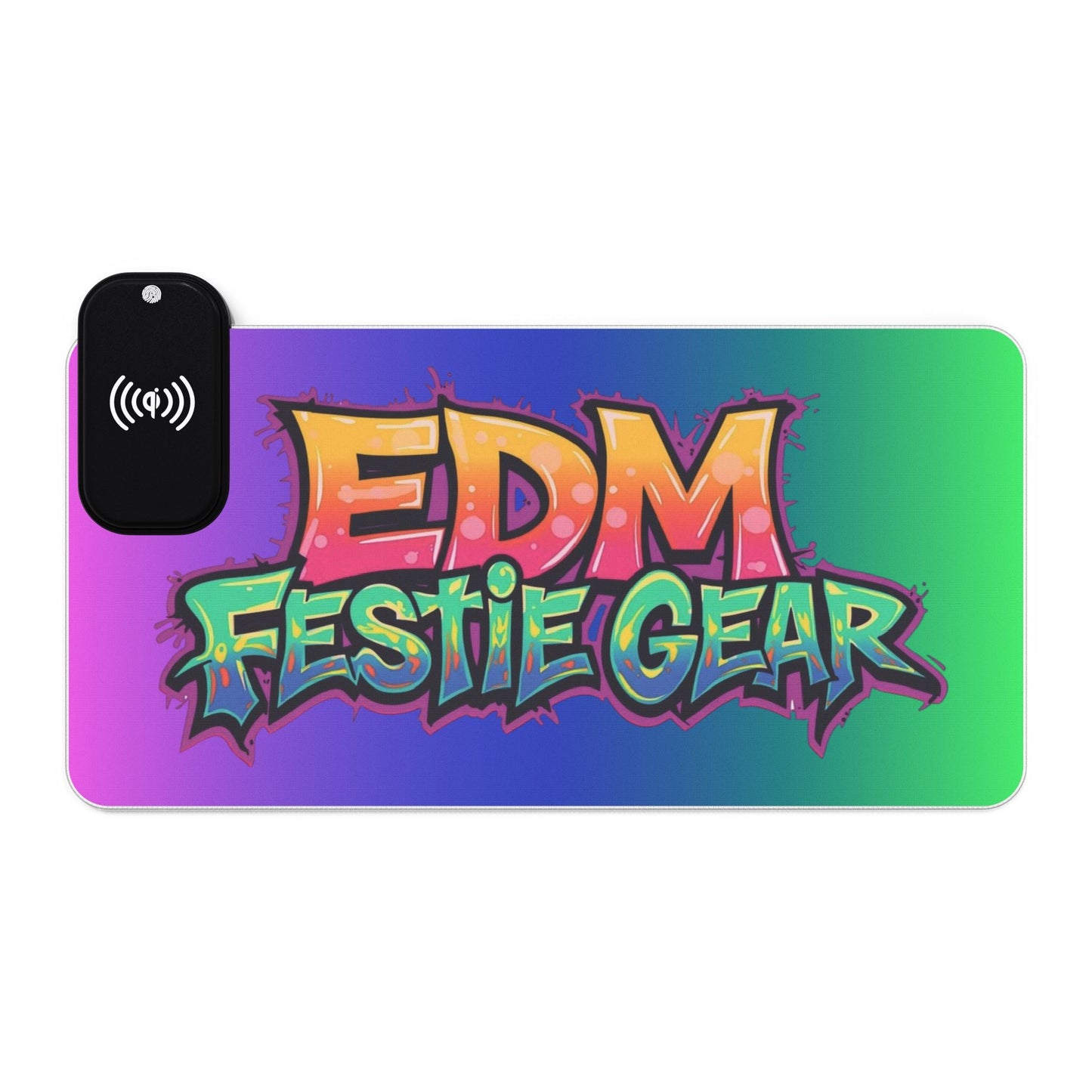 LED Wireless Charging Gaming Mouse Pad - 'EDM Festie Gear' RGB Desk Mat for Ravers