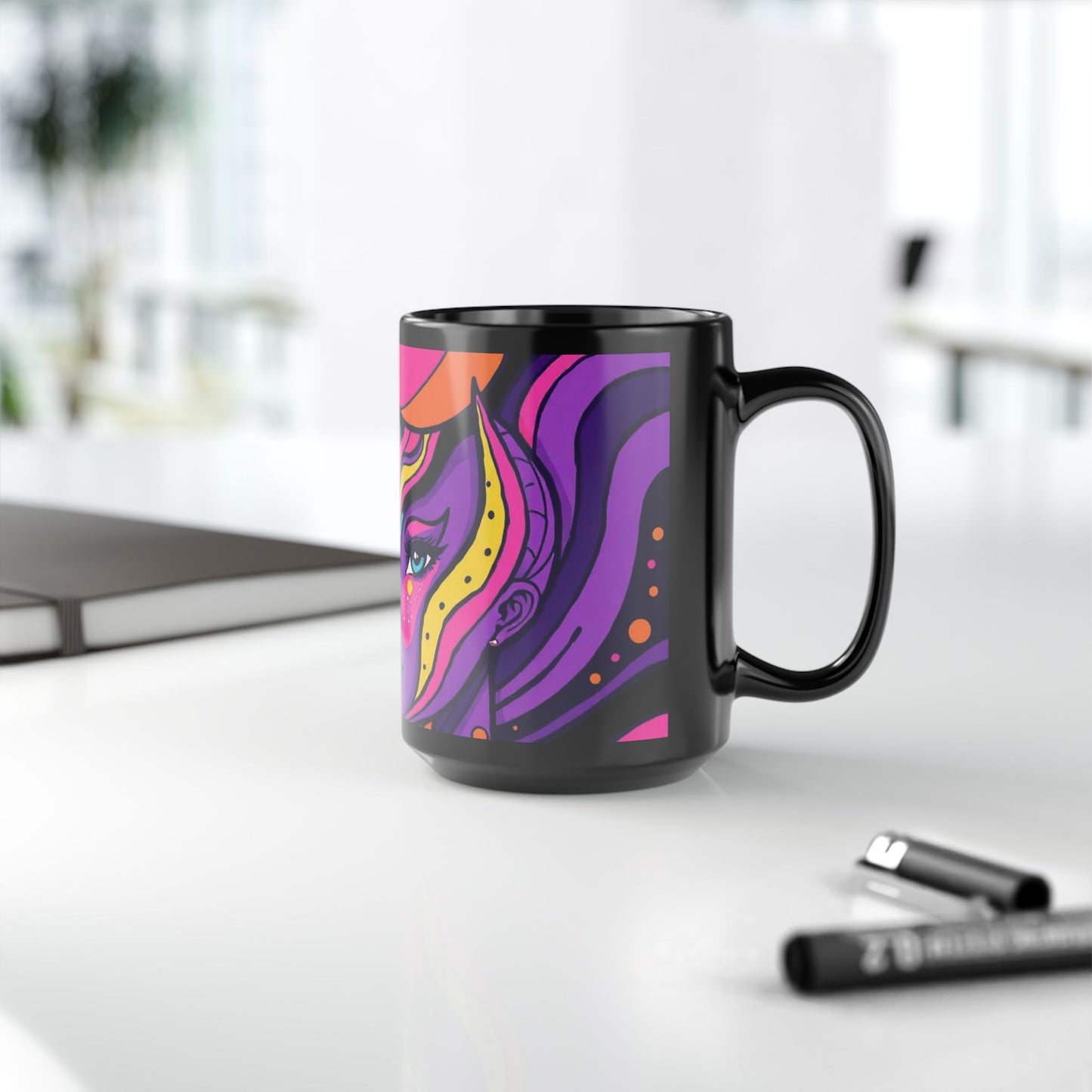 Cosmic Woman of the Night Bold Artistic Black Mug with Colorful Woman Illustration, Gift for Coffee Lovers, Perfect for Birthdays or Celebrations, Unique [...]