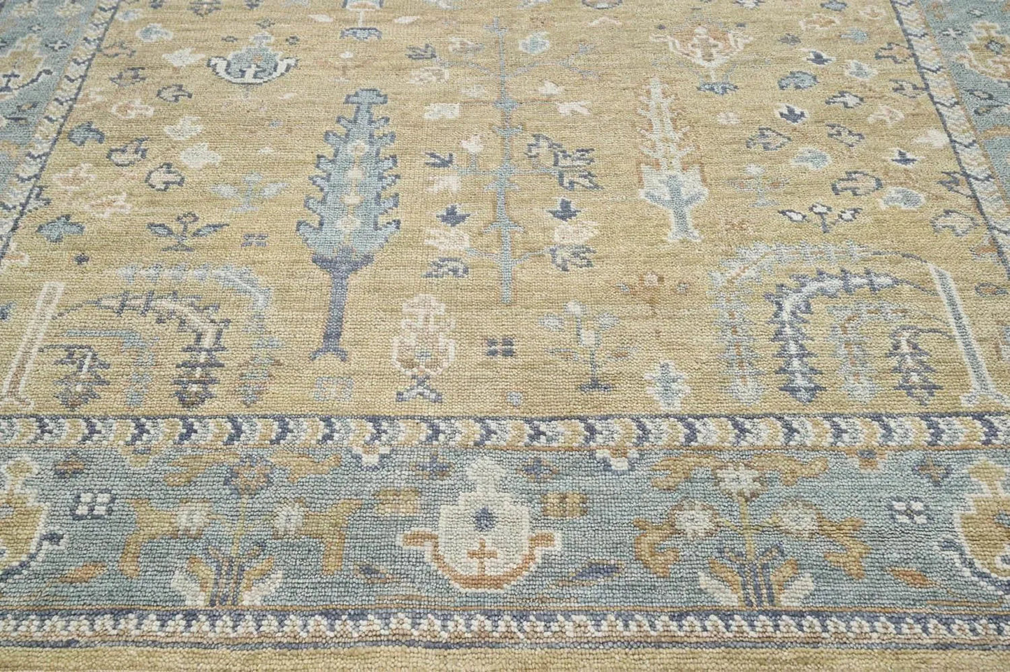 Multi Sizes Warm Beige Hand Knotted Traditional Oushak Wool Oriental Area Rug-4