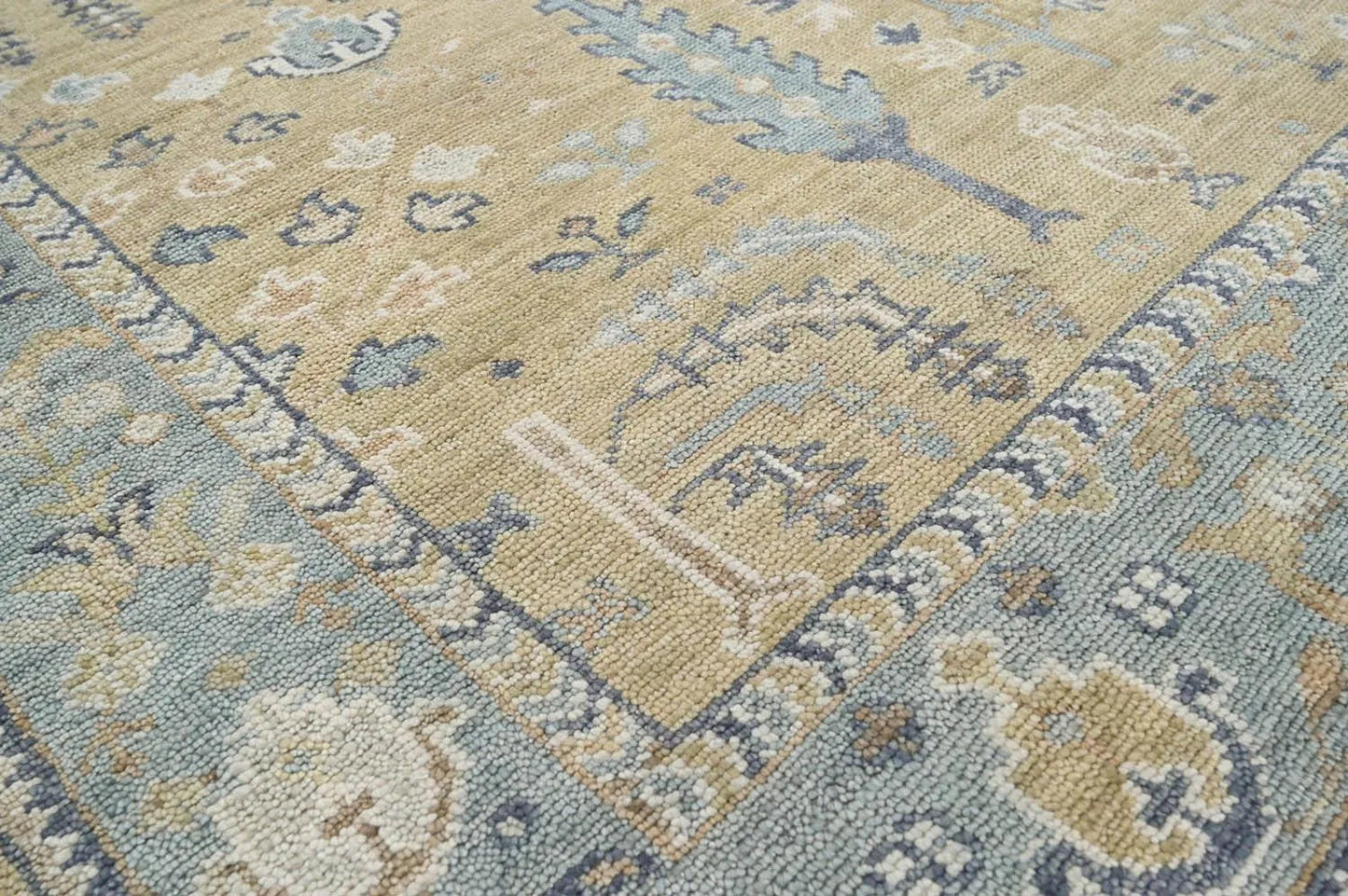 Multi Sizes Warm Beige Hand Knotted Traditional Oushak Wool Oriental Area Rug-3