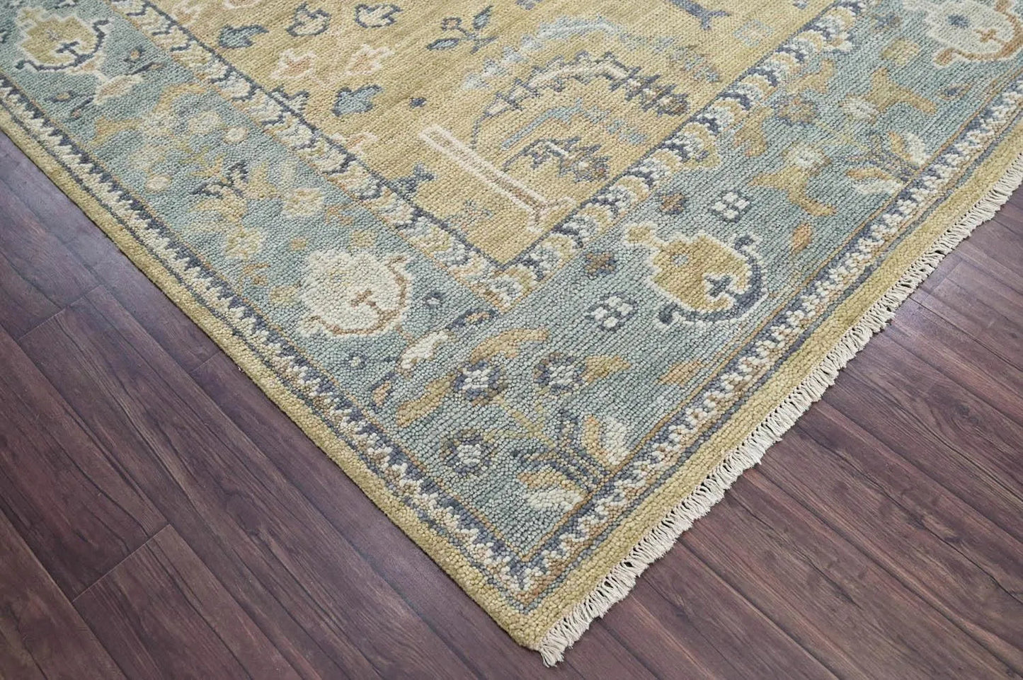 Multi Sizes Warm Beige Hand Knotted Traditional Oushak Wool Oriental Area Rug-2