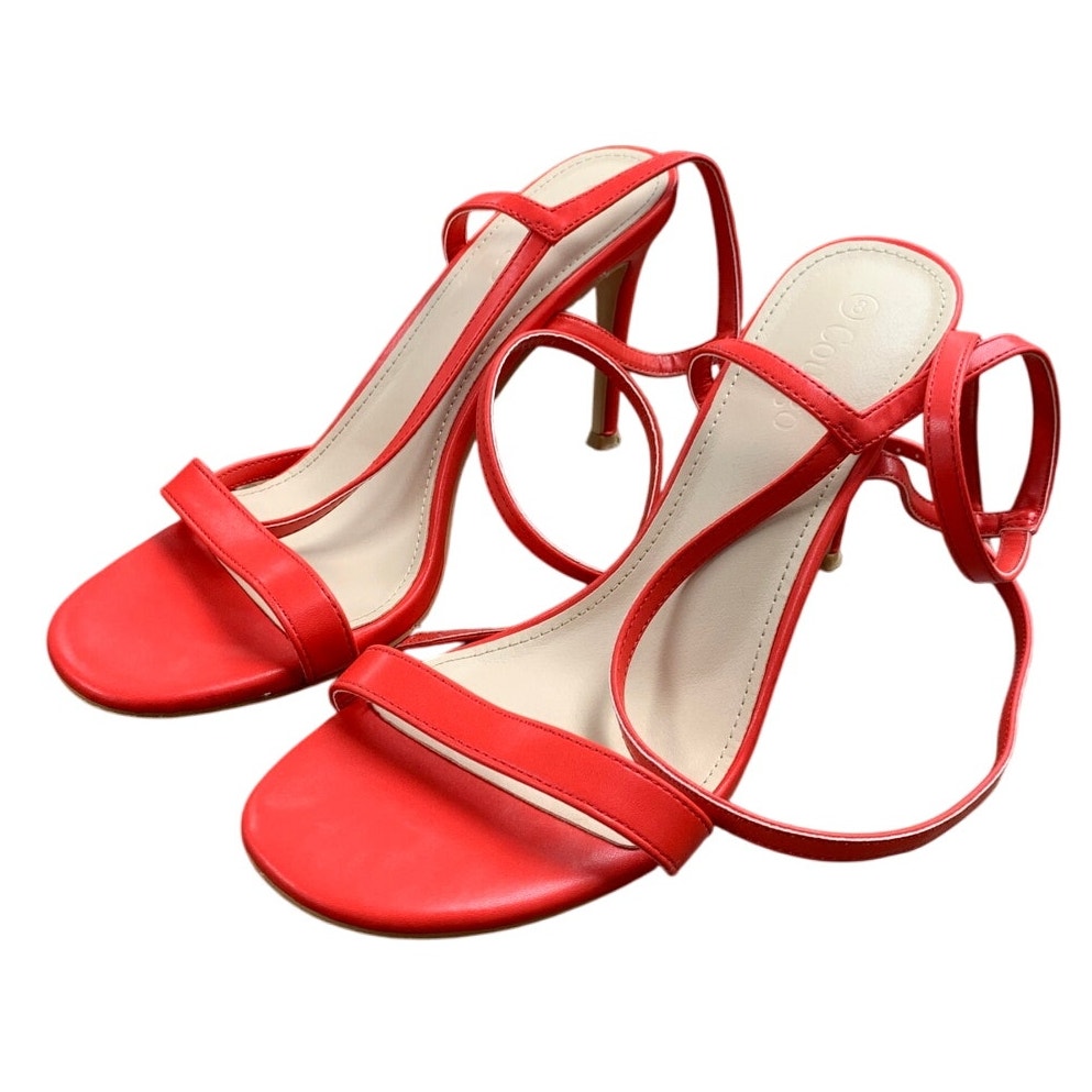 Coutgo Womens Size 8 Red Strappy Gladiator 4" Heel Open Toe Ankle Strap Shoes