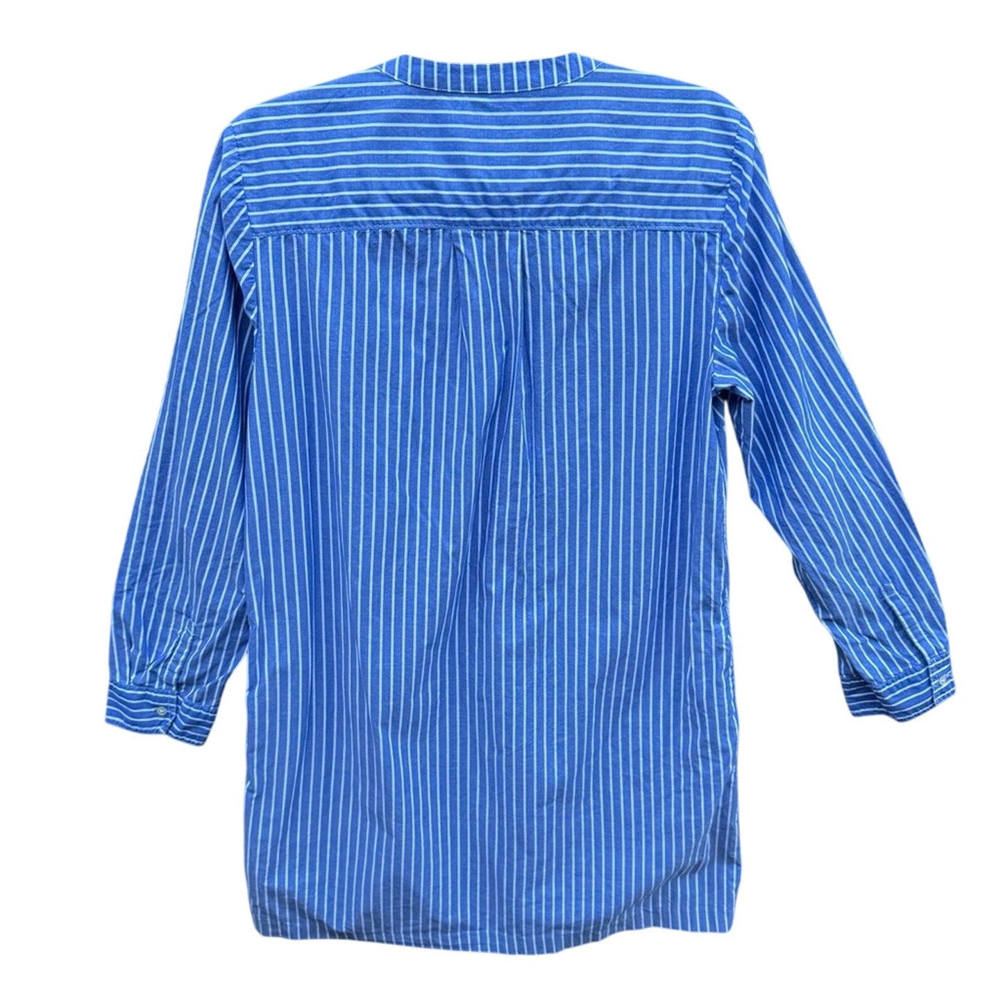 Gap Womens Medium 100% Cotton Striped Half Button V Neck Long Sleeve Shirt Dress