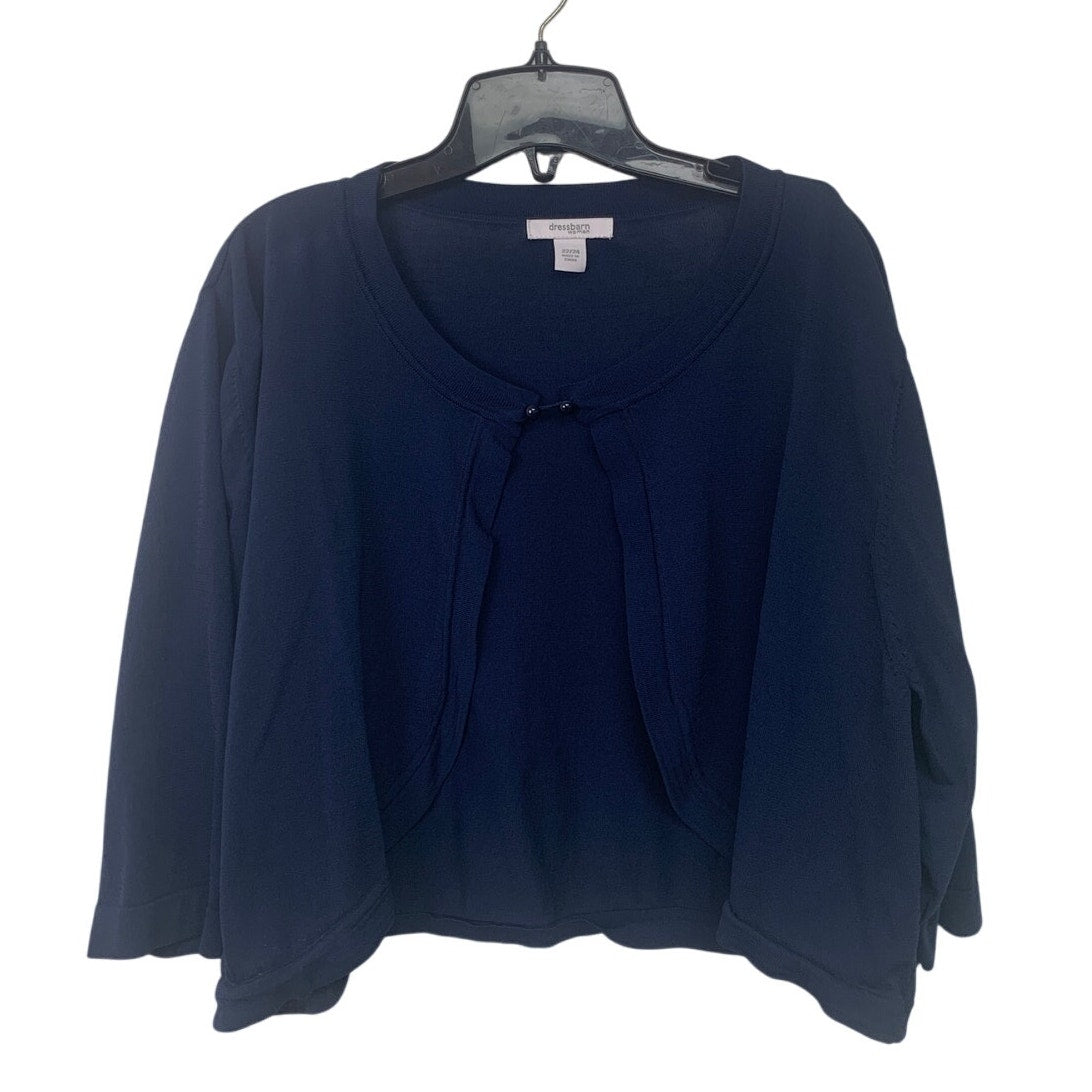 Dress Barn Womens Size 22/24 Navy Short Sleeve Front Closure Cardigan Sweater