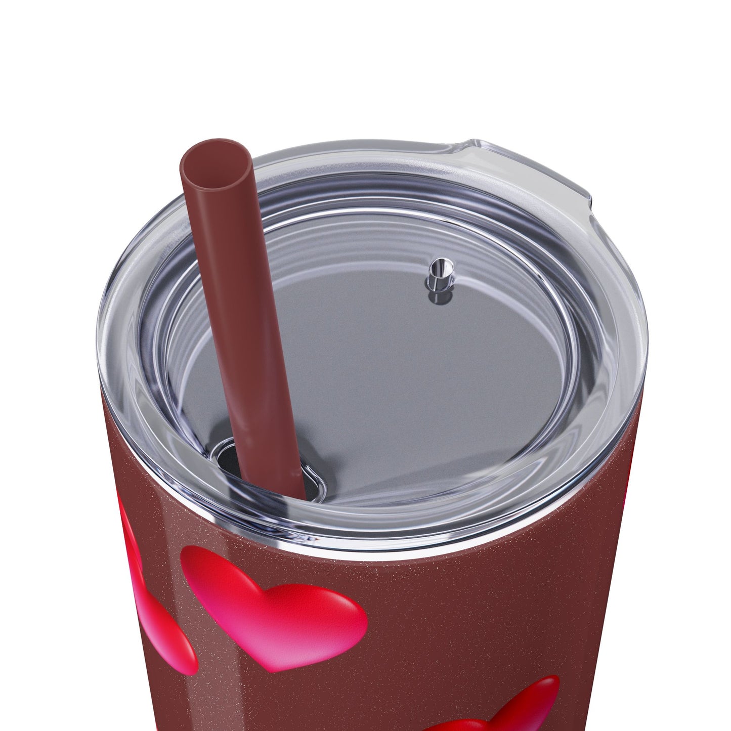 Gepasmaakte Glitter 20oz Dun Tumbler met Pienk Hartpatroon — [Jou Naam Hier]