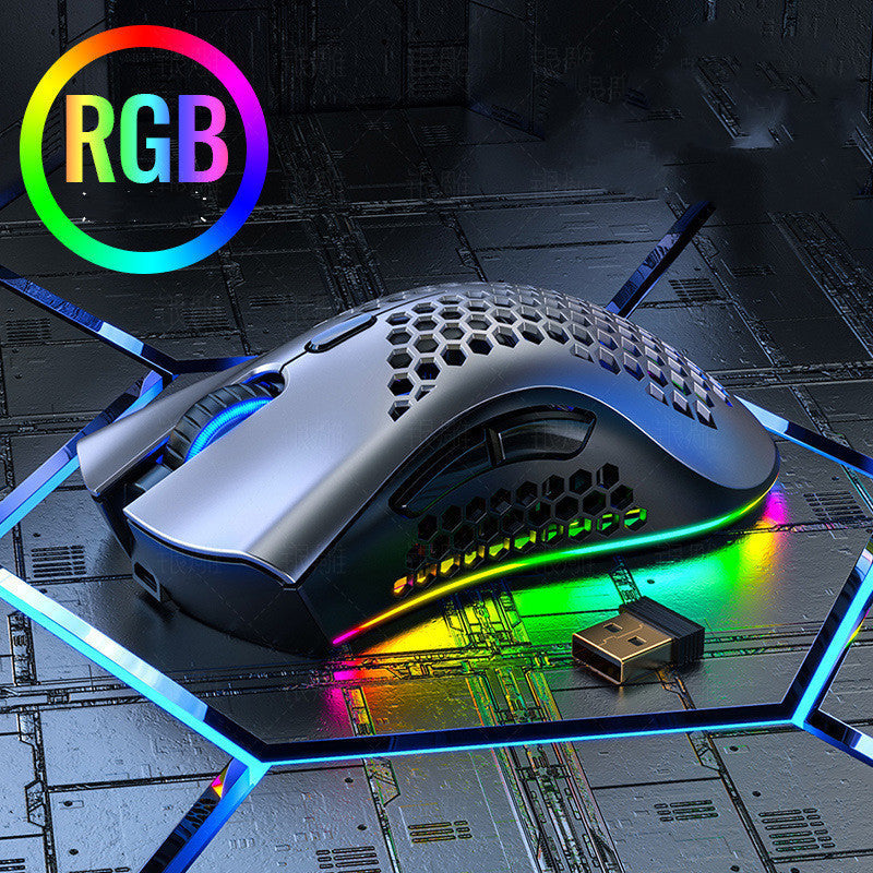 BLACK Silent Wireless Rechargeable Hole Gaming Mouse