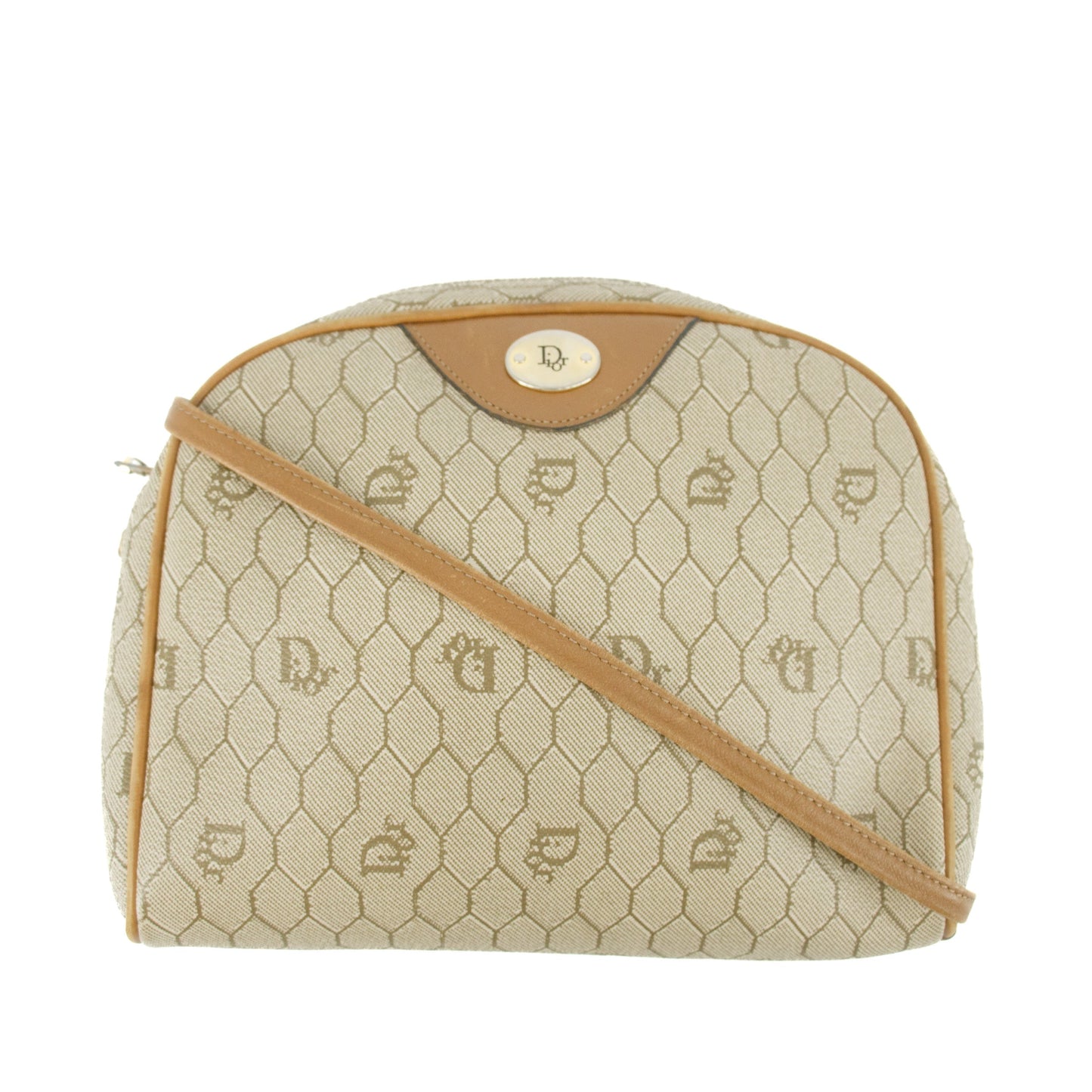 Christian Dior Honeycomb Shoulder Bag PVC Beige x Brown #8525