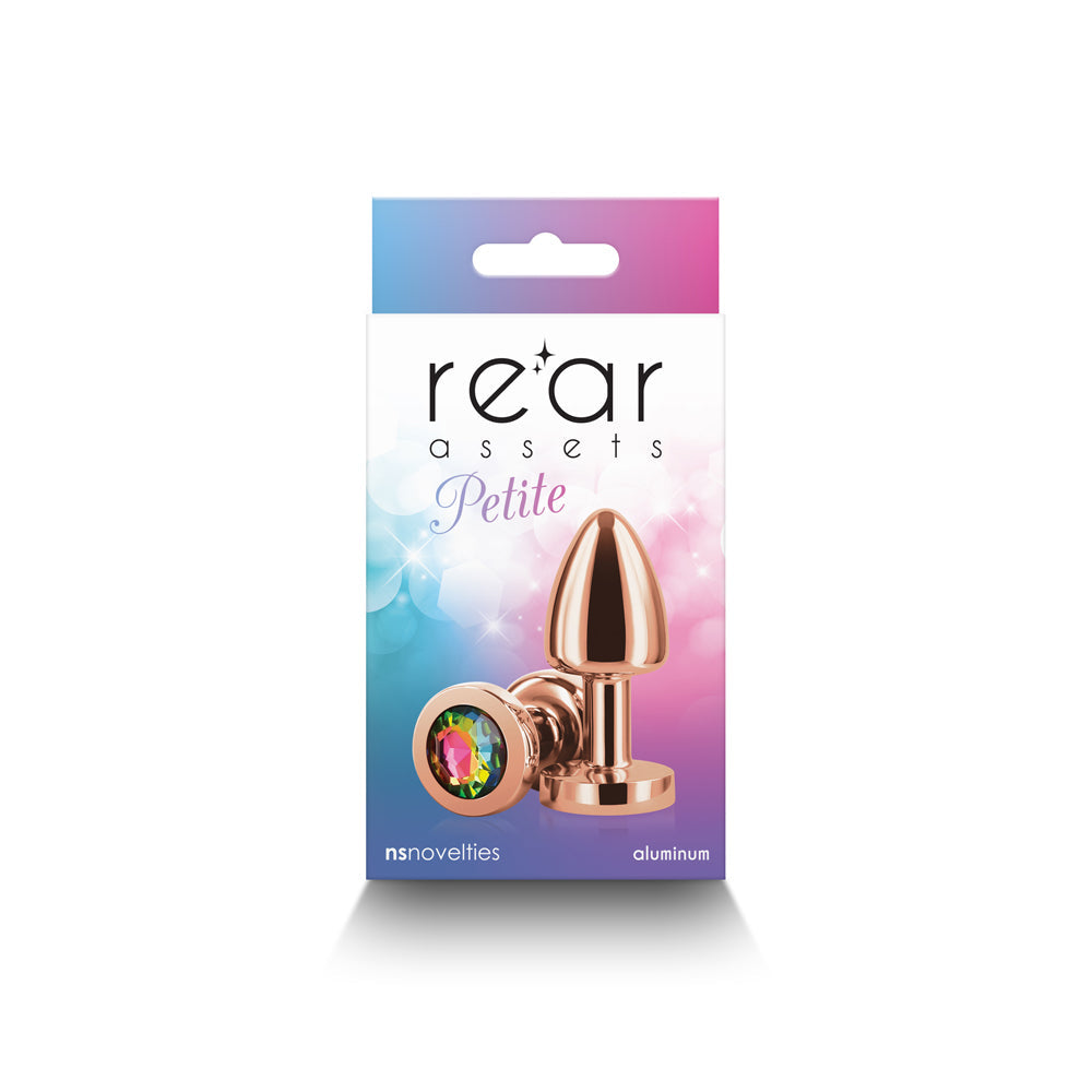 Rear Assets Petite Metal Anal Plug Rose Gold/Rainbow-0