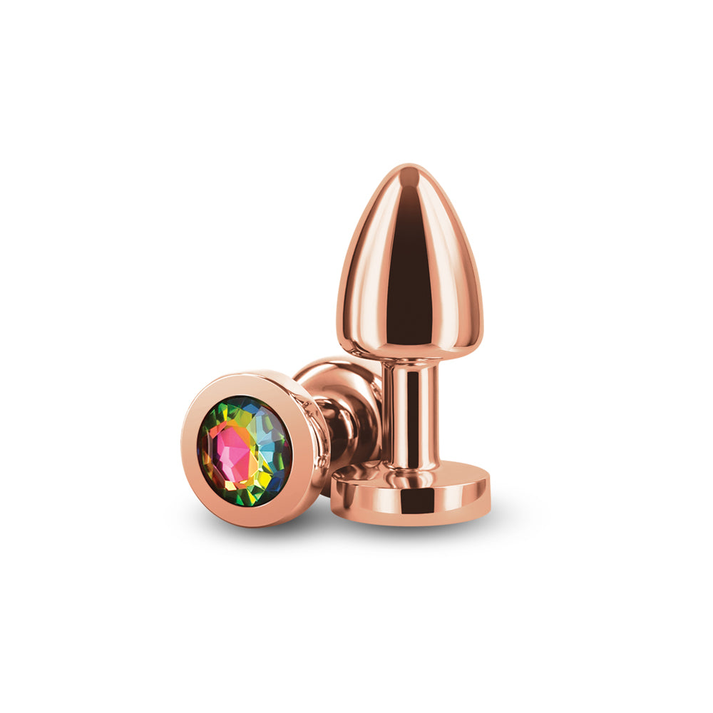 Rear Assets Petite Metal Anal Plug Rose Gold/Rainbow-1