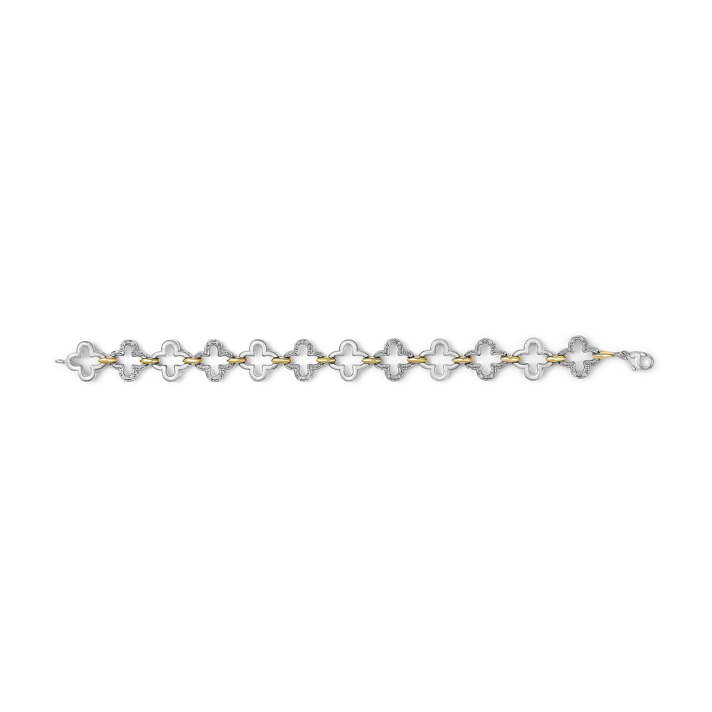 .925 Two-tone Sterling Silver 1/10 Cttw Natural Round Diamond Fashion Tennis Bracelet (I-J Color, I1-I2 Clarity) - 7"-3