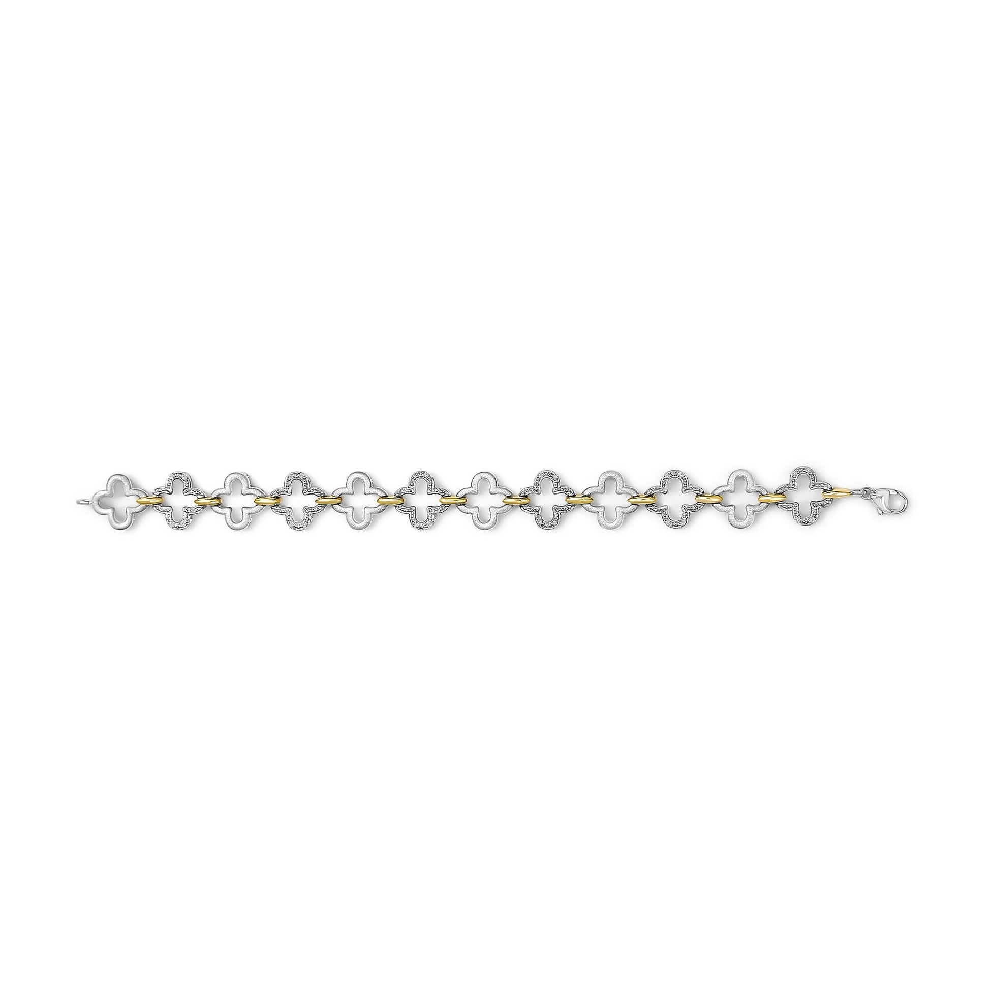 .925 Two-tone Sterling Silver 1/10 Cttw Natural Round Diamond Fashion Tennis Bracelet (I-J Color, I1-I2 Clarity) - 7"-3