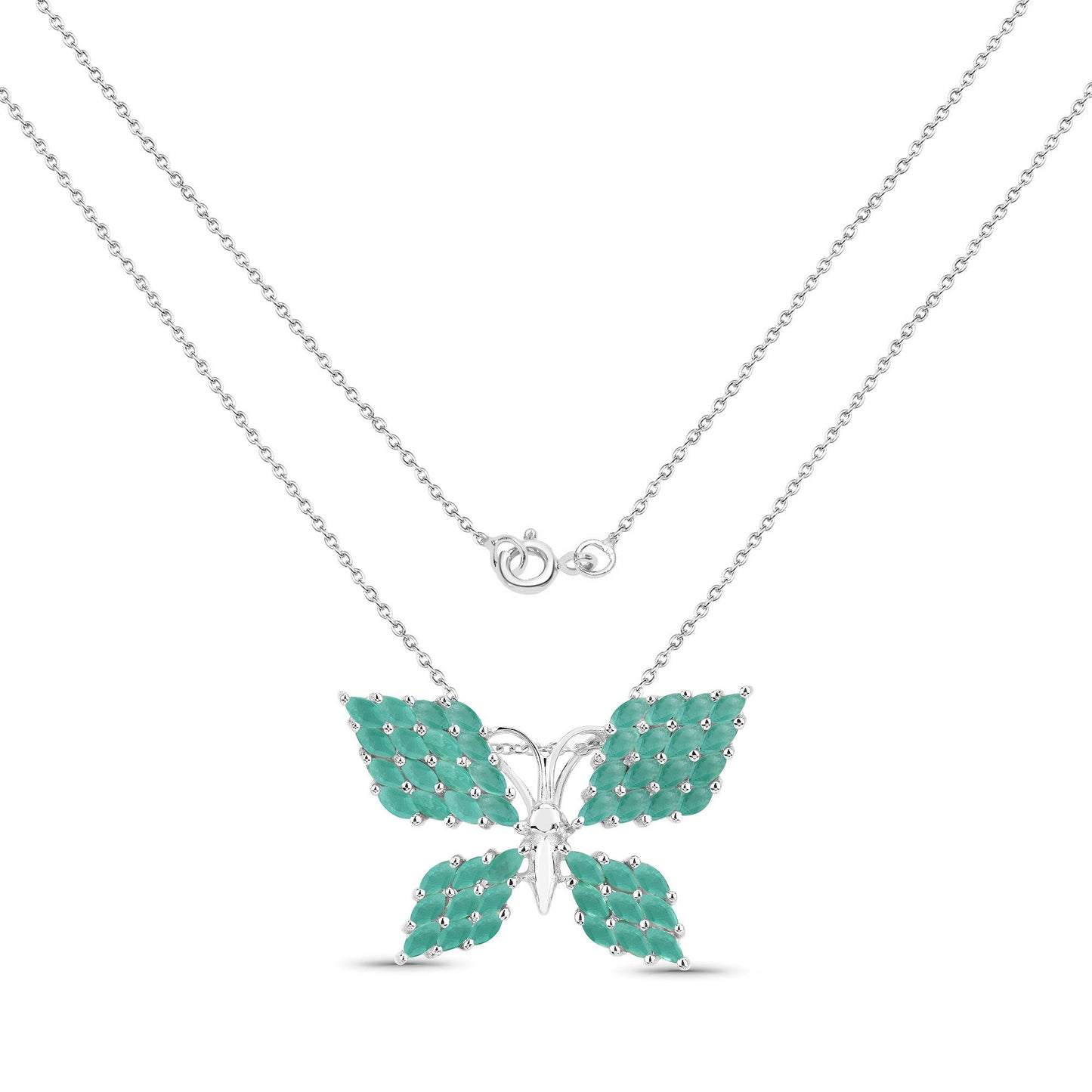 3.12 Carat Genuine Emerald .925 Sterling Silver Pendant