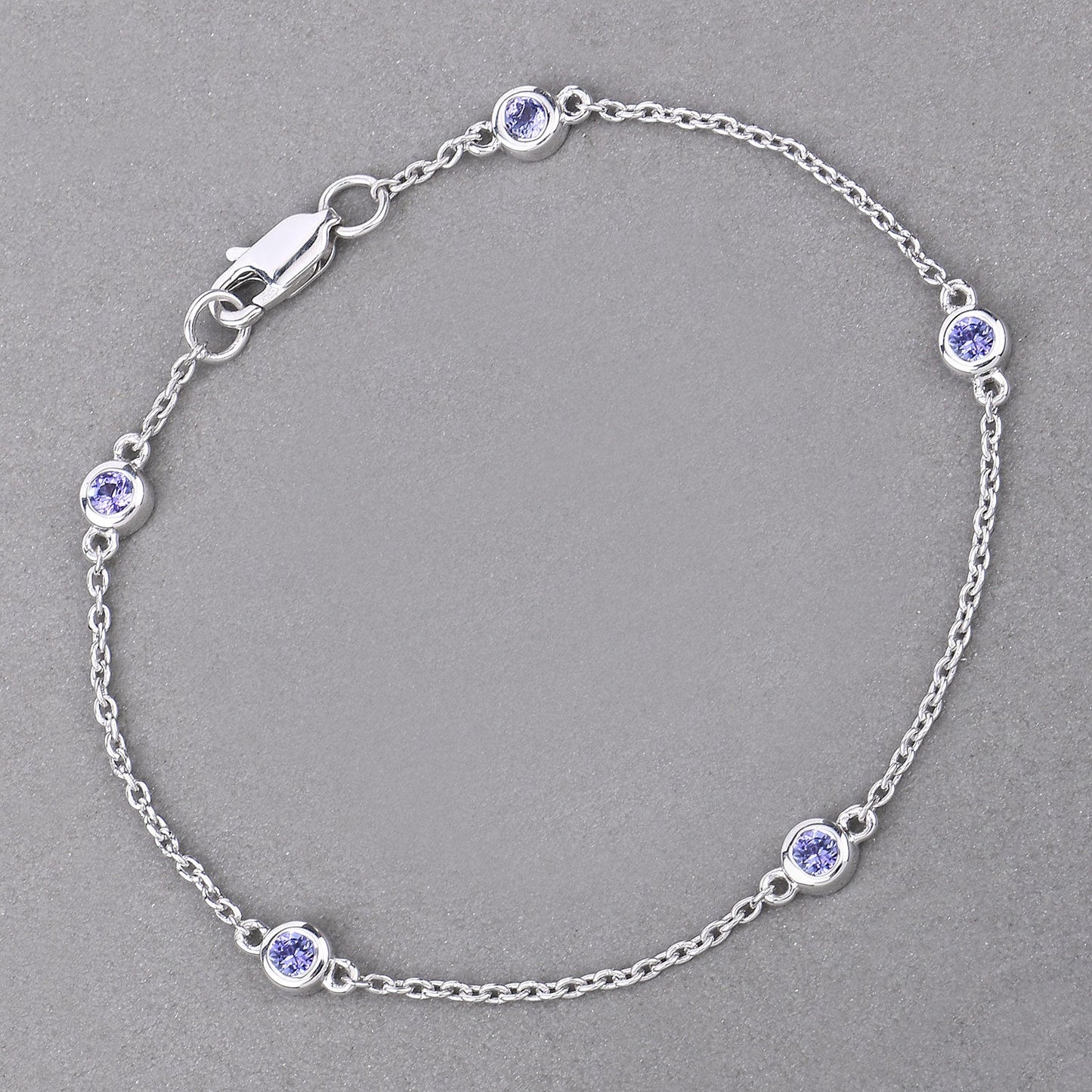 0.50 Carat Genuine Tanzanite .925 Sterling Silver Bracelet