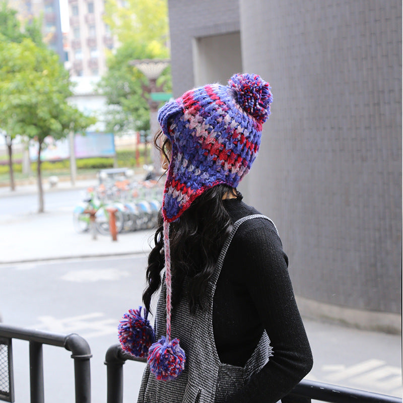 European Yarn Mixed Color Wool Lei Feng Hat