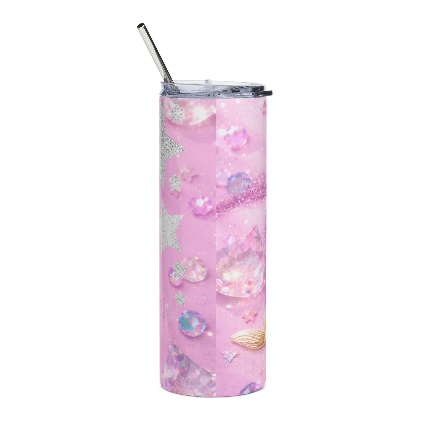Pink Mermaid Tail Name Tumbler | Personalized 20oz Stainless Steel