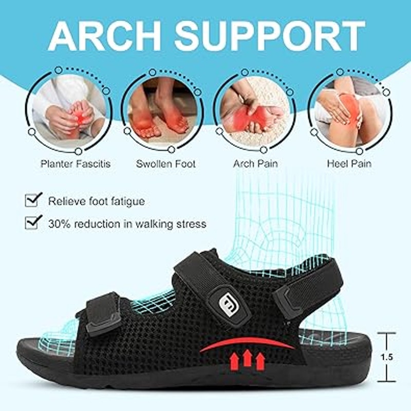 New Joinfree Women Size 9.5 Black Mesh Hook Loop Orthopedic Walking Sandal Shoes