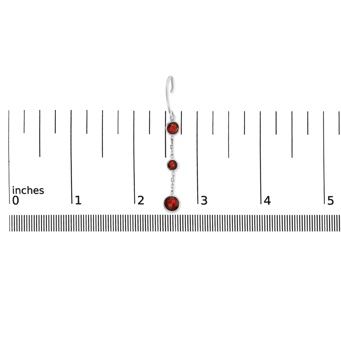 .925 Sterling Silver Graduating Bezel Set Red Garnet Dangle Earring-4