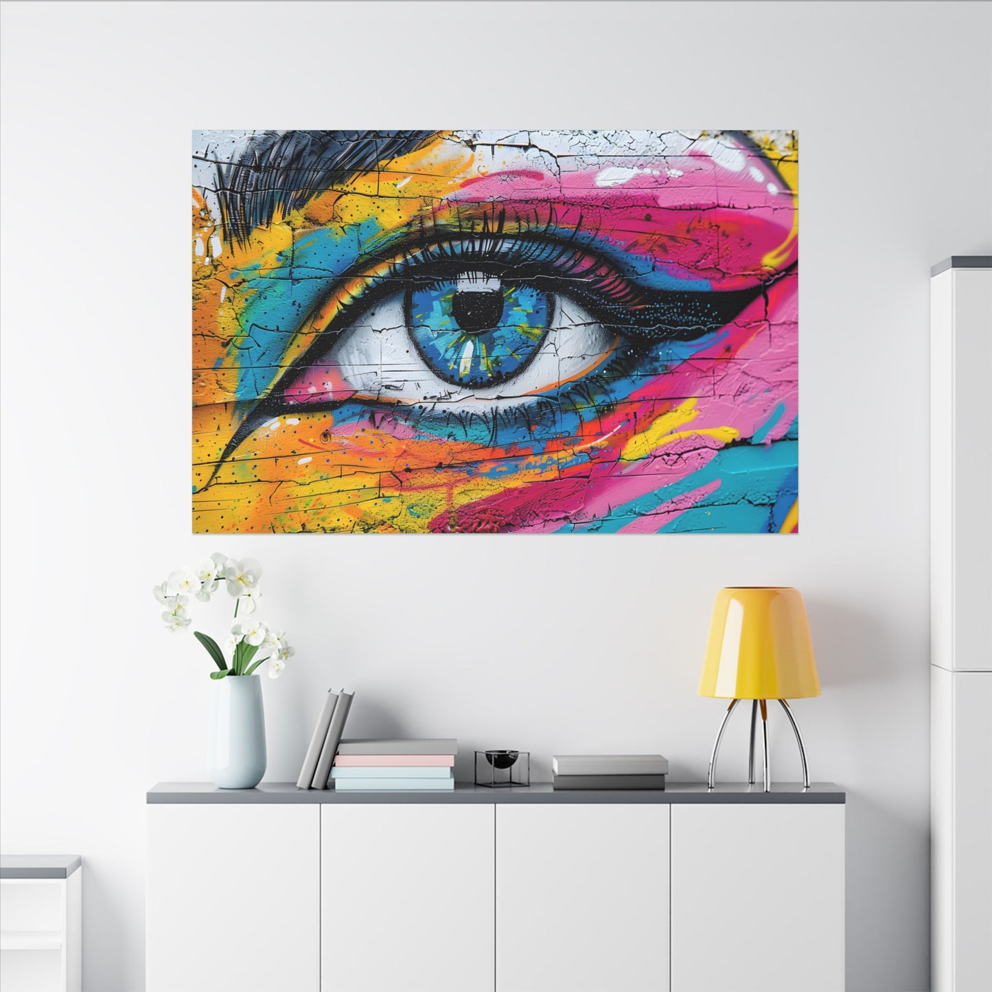 Colorful Eye Street Art Matte Canvas Print