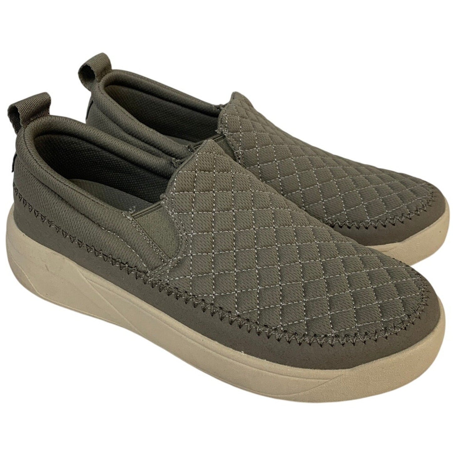 Staheekum Womens Size 7 Taupe Sneakers Quilted Slip On Round Toe Shoes