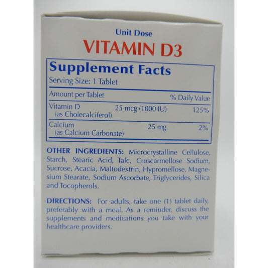 Major Vitamin D3 25 Mcg (1000 IU), 100 Unit Dose Tablets 820555033007VL